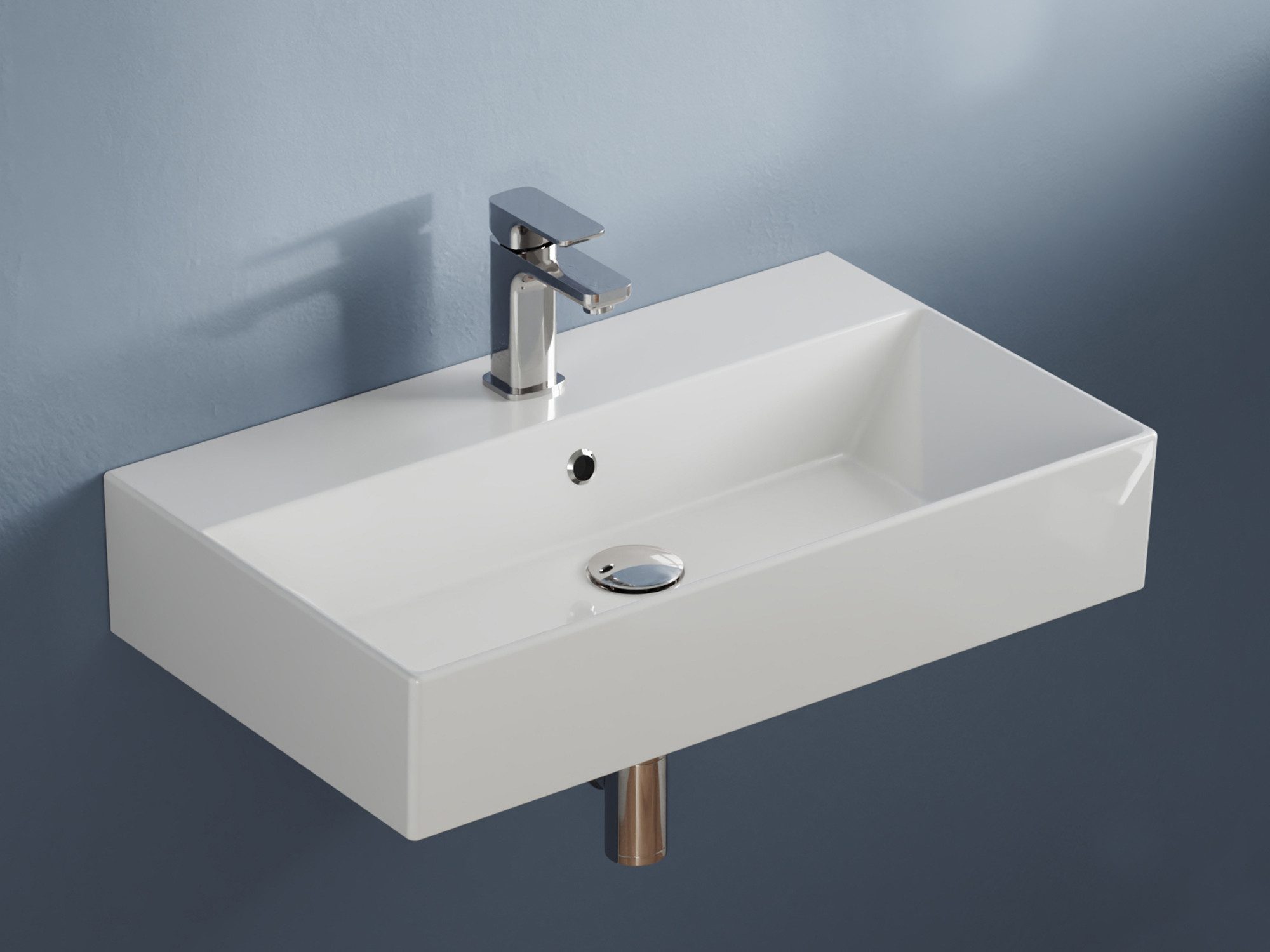 Aqua Bagno Waschbecken Aufsatzwaschbecken 70cm weiß eckig wandhängend Wasch günstig online kaufen