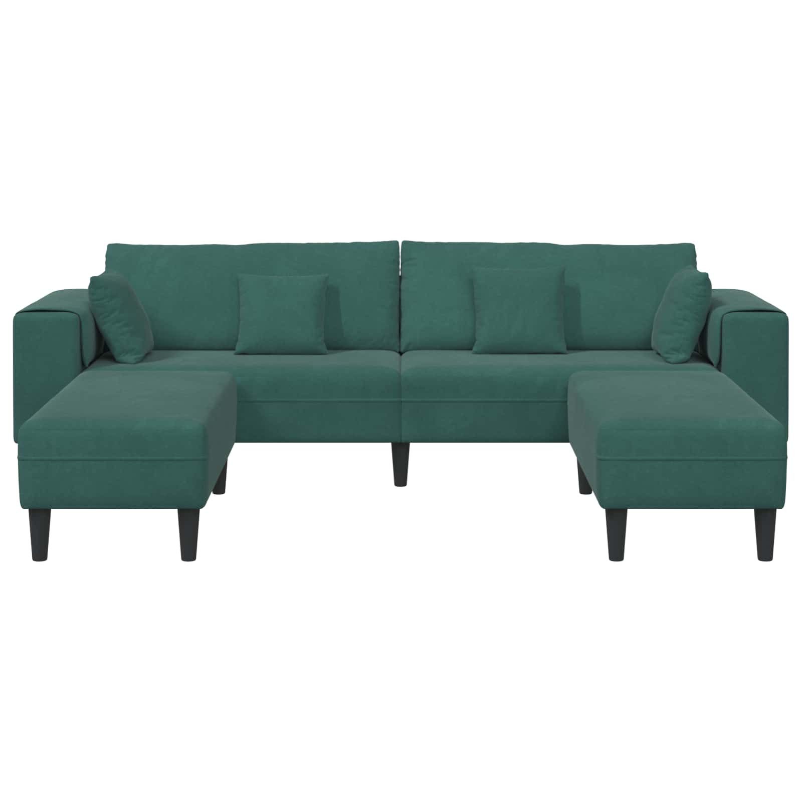vidaXL Sofa Sofa mit Kissen 3 pcs Dunkelgrün Samt, 3 Teile günstig online kaufen