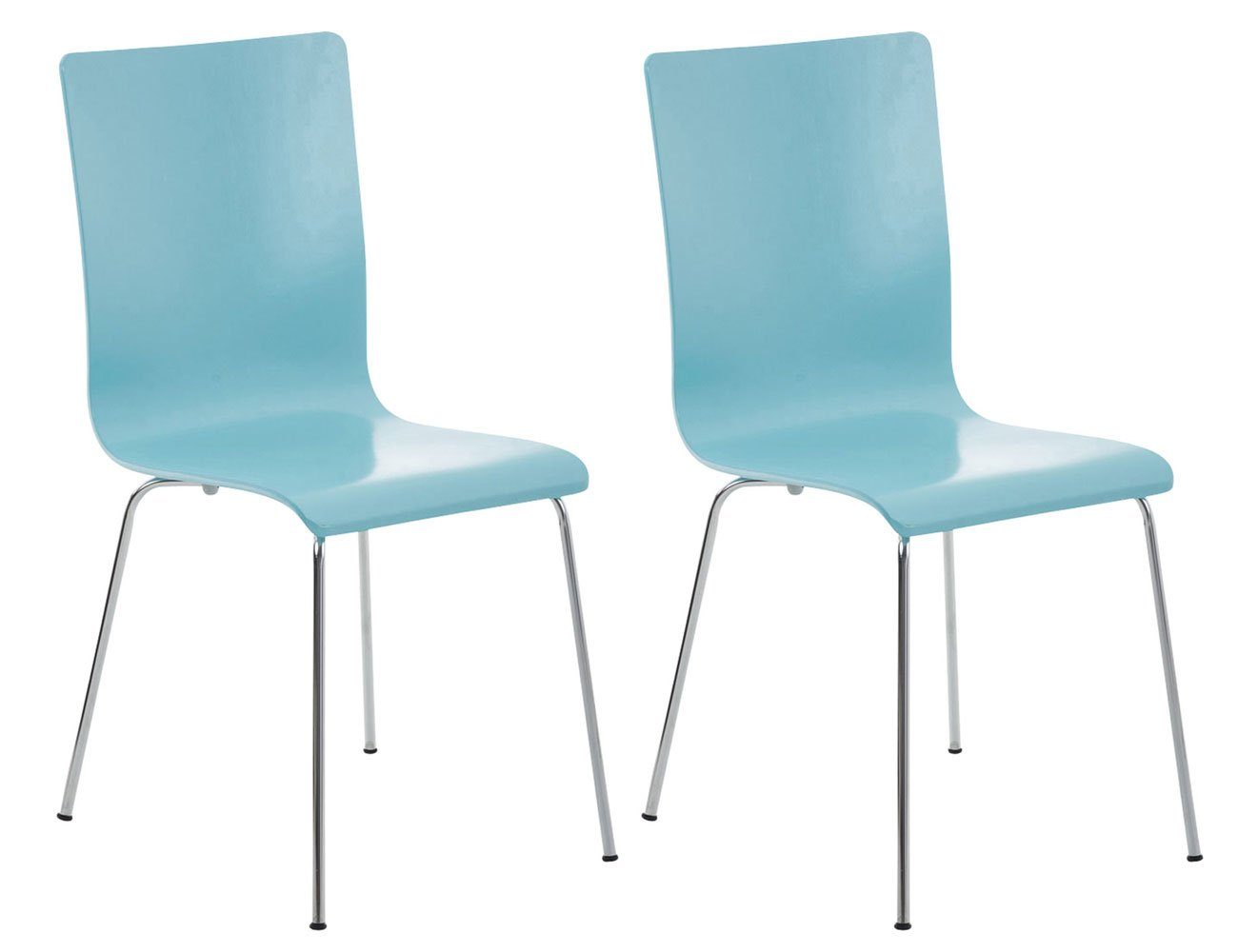 TPFLiving Besucherstuhl Peppo mit ergonomisch geformter Sitzfläche - Konferenzstuhl (Besprechungsstuhl - Warteraumstuhl - Messestuhl, 2 St), Gestell: Metall chrom - Sitzfläche: Holz hellblau