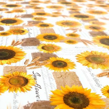 ANRO Tischdecke Tischdecke Wachstuch Blumen Gelb Robust Wasserabweisend Breite 140 cm, Glatt