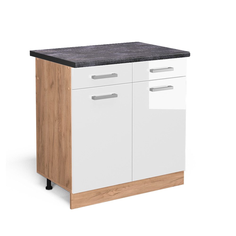 Vicco Unterschrank R-Line, Weiß Hochglanz/Goldkraft Eiche, günstig online kaufen