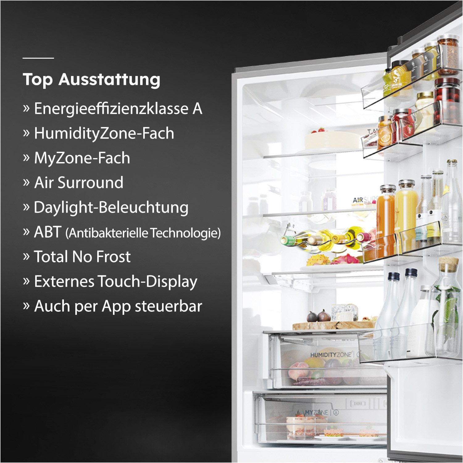Haier Kühl-/Gefrierkombination Combi 2D 60 HDPW7620ANPK, 205 cm hoch, 59,5 cm breit, Daylight: LED-Lichtsäule für optimale Sicht