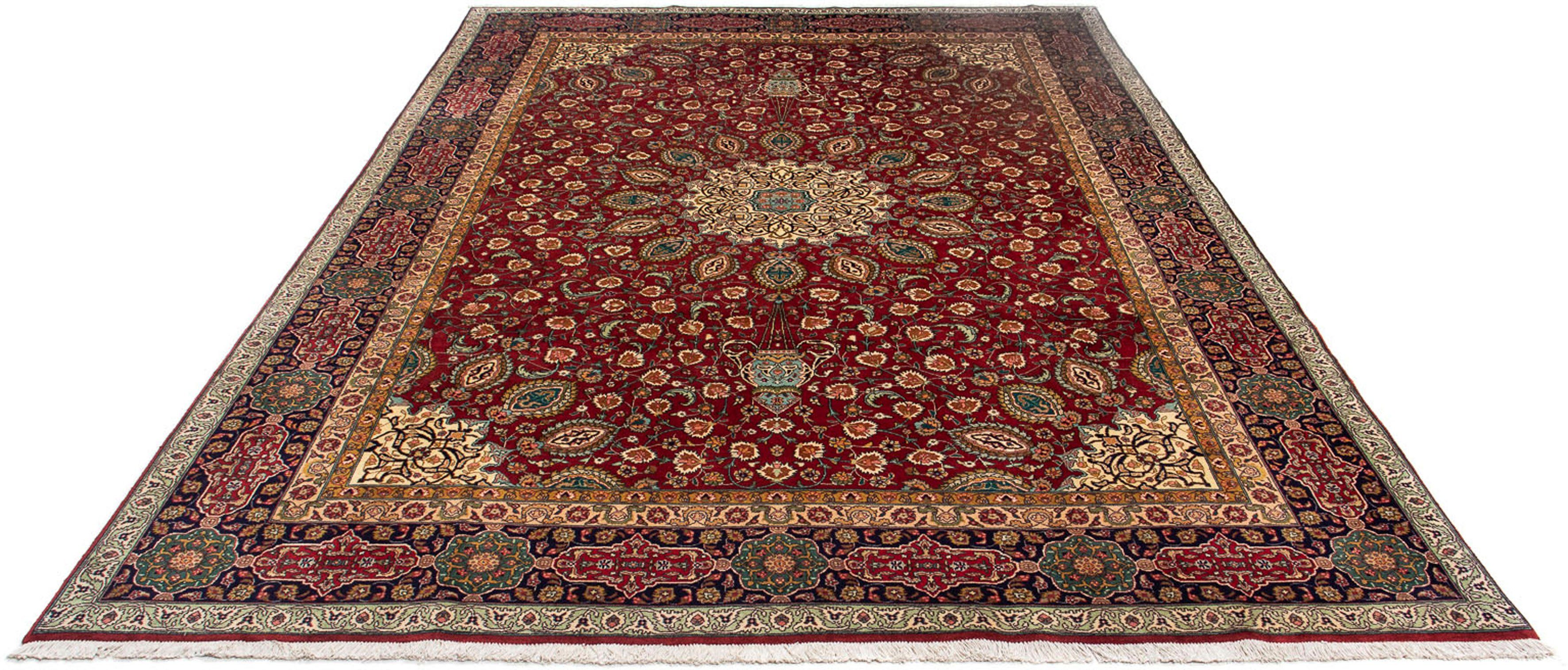 Orientteppich Perser - Täbriz - Royal - 349 x 243 cm - dunkelrot, morgenland, rechteckig, Höhe: 7 mm, Wohnzimmer, Handgeknüpft, Einzelstück mit Zertifikat