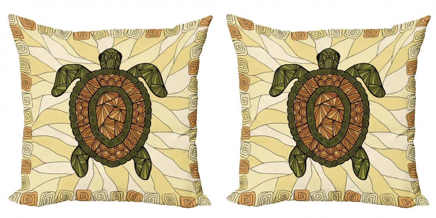 Kissenbezüge Modern Accent Doppelseitiger Digitaldruck, Abakuhaus (2 Stück), Boho Turtle Artwork Zentangle