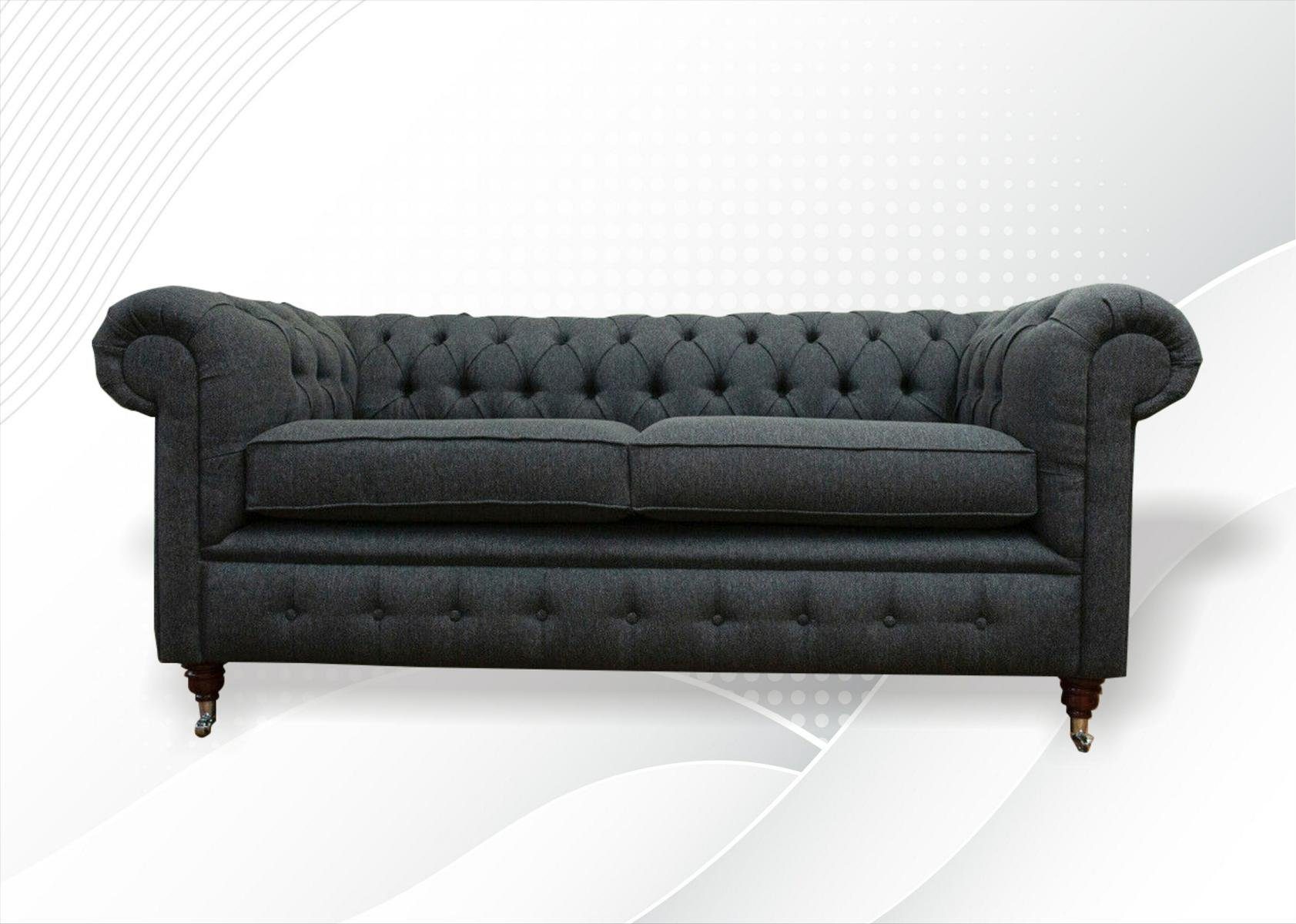 JVmoebel Chesterfield-Sofa, Chesterfield 3 Sitzer Design Sofa Couch 197 cm, Die Rückenlehne mit Knöpfen.
