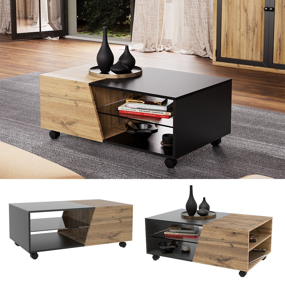 Vicco Beistelltisch Yukon, Holz/Schwarz, 100 x günstig online kaufen