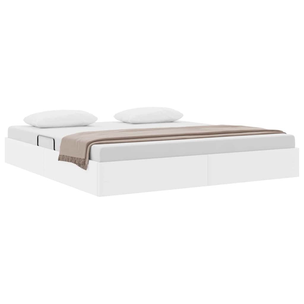 vidaXL Bett Aufbewahrungsbett mit Speicher Reinweiß 193 x 203 cm Kunstleder (1-tlg)