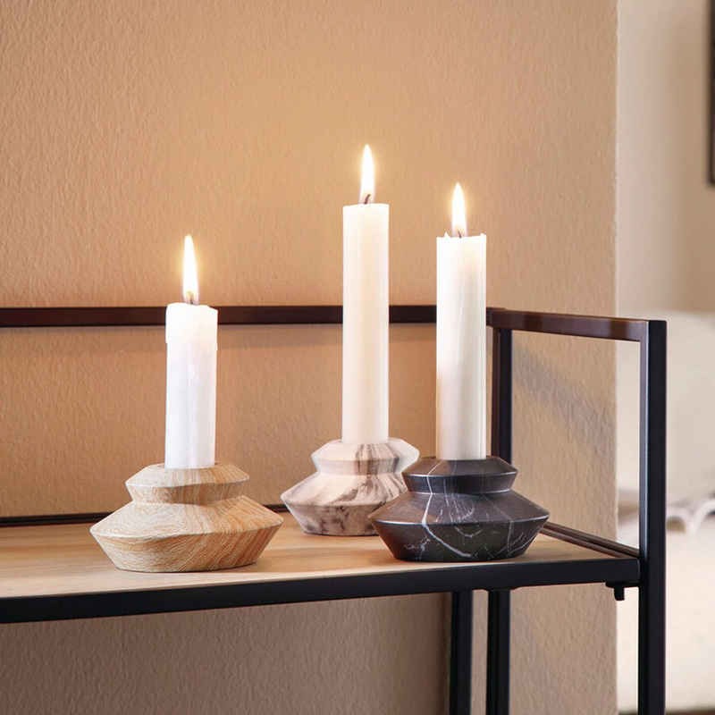 Home-trends24.de Kerzenhalter Stabkerzenhalter Kerzenhalter Kerzenständer Marmor 3er Set Deko (3 St)