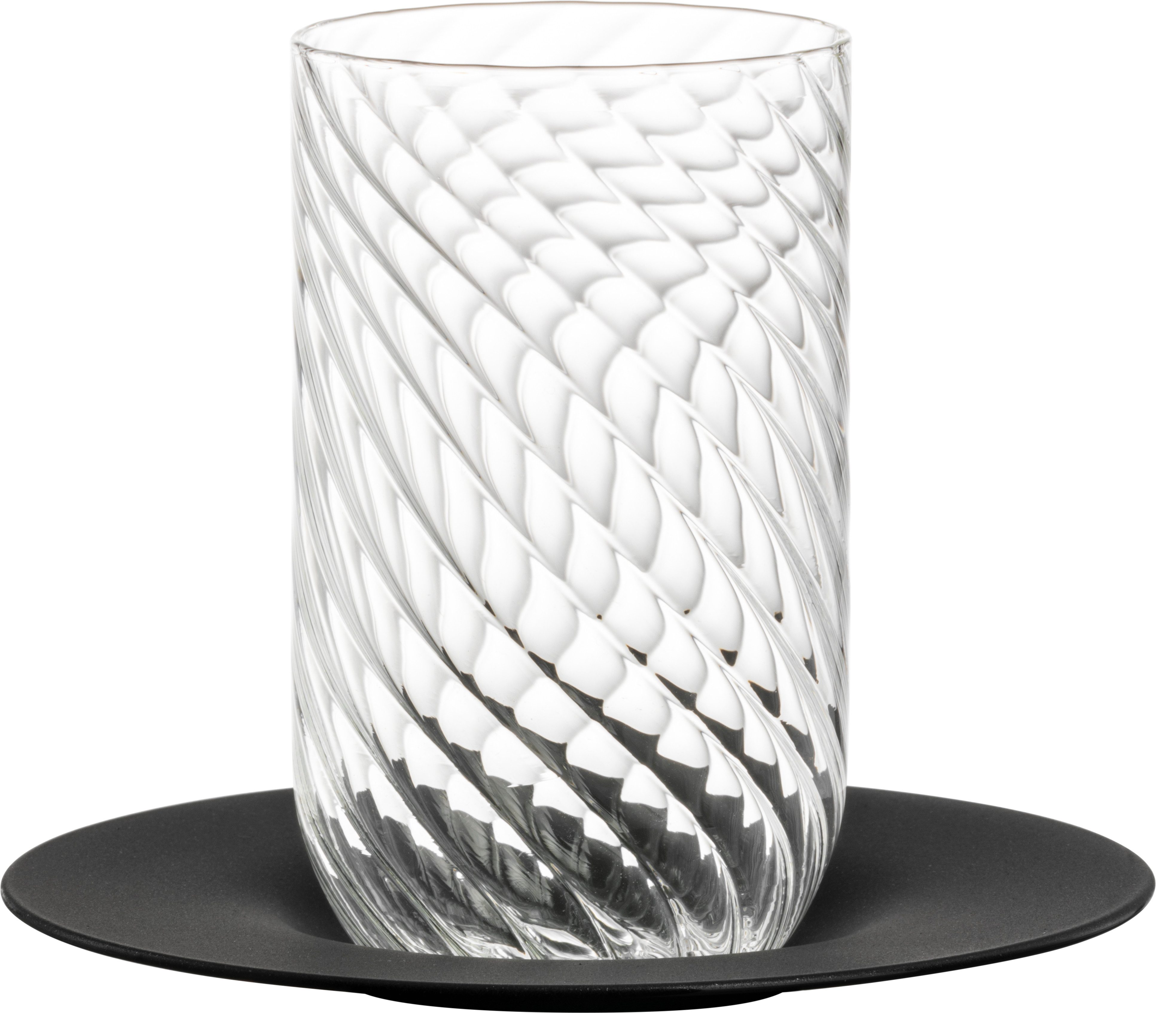 Dekomiro Kaffeeservice Eisch Twist Latte Macchiato 133/22 schwarz mit Untertasse (1-tlg), 1 Personen, Glas