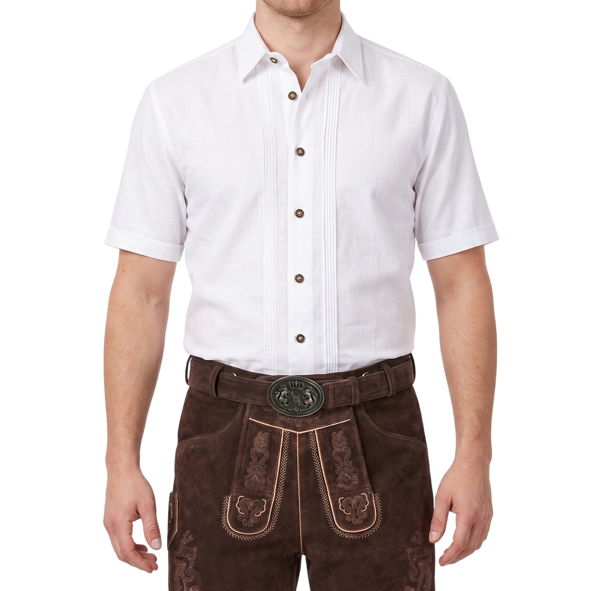 German Wear Businesshemd GW1265-K-Kentkragen Trachtenhemd Businesshemd 2x5 Biesen Hemd Halbarm Baumwolle