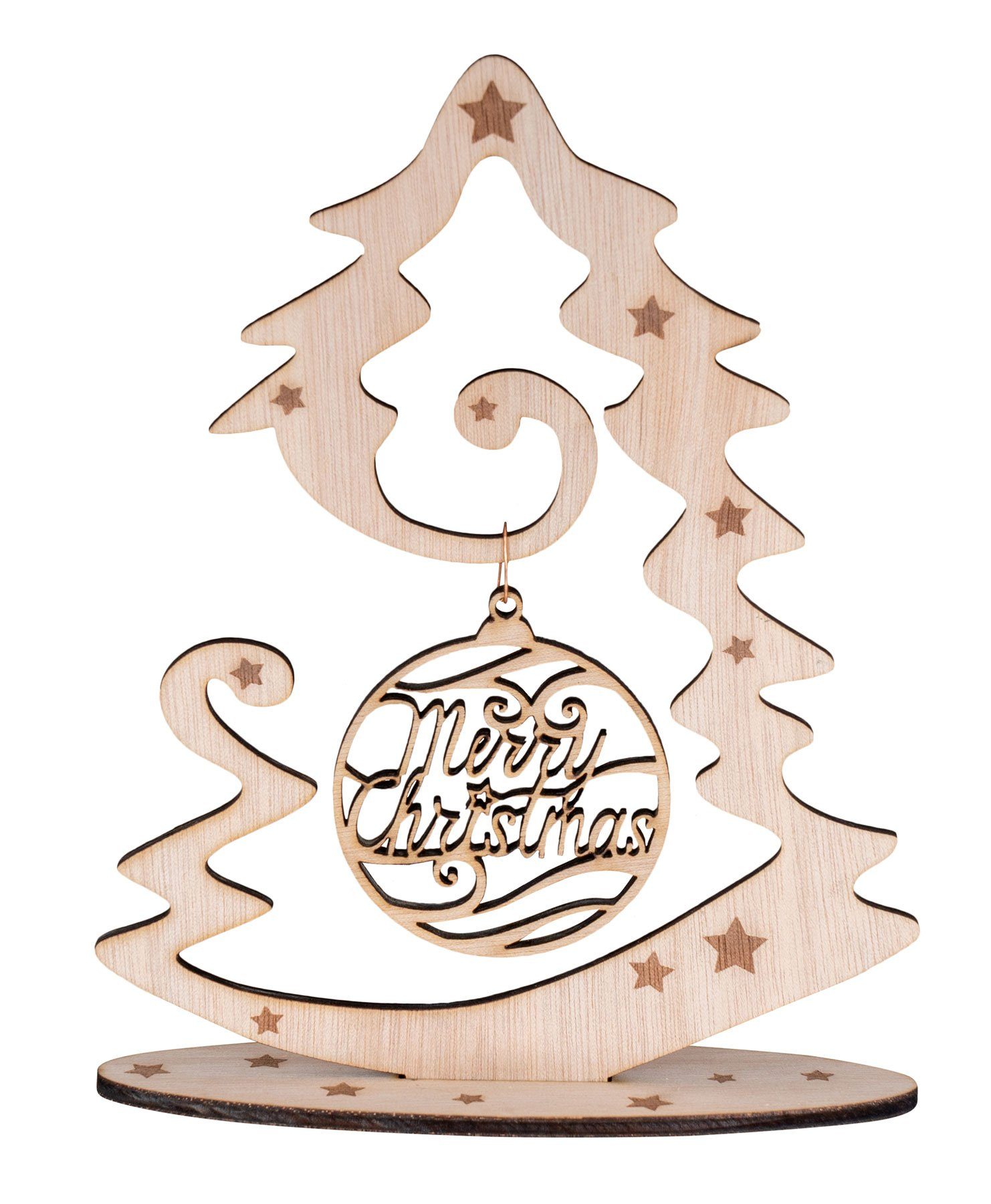 Levandeo® Weihnachtsfigur, Deko Weihnachtsbaum Birkenholz Merry Christmas Weihnachten Aufsteller