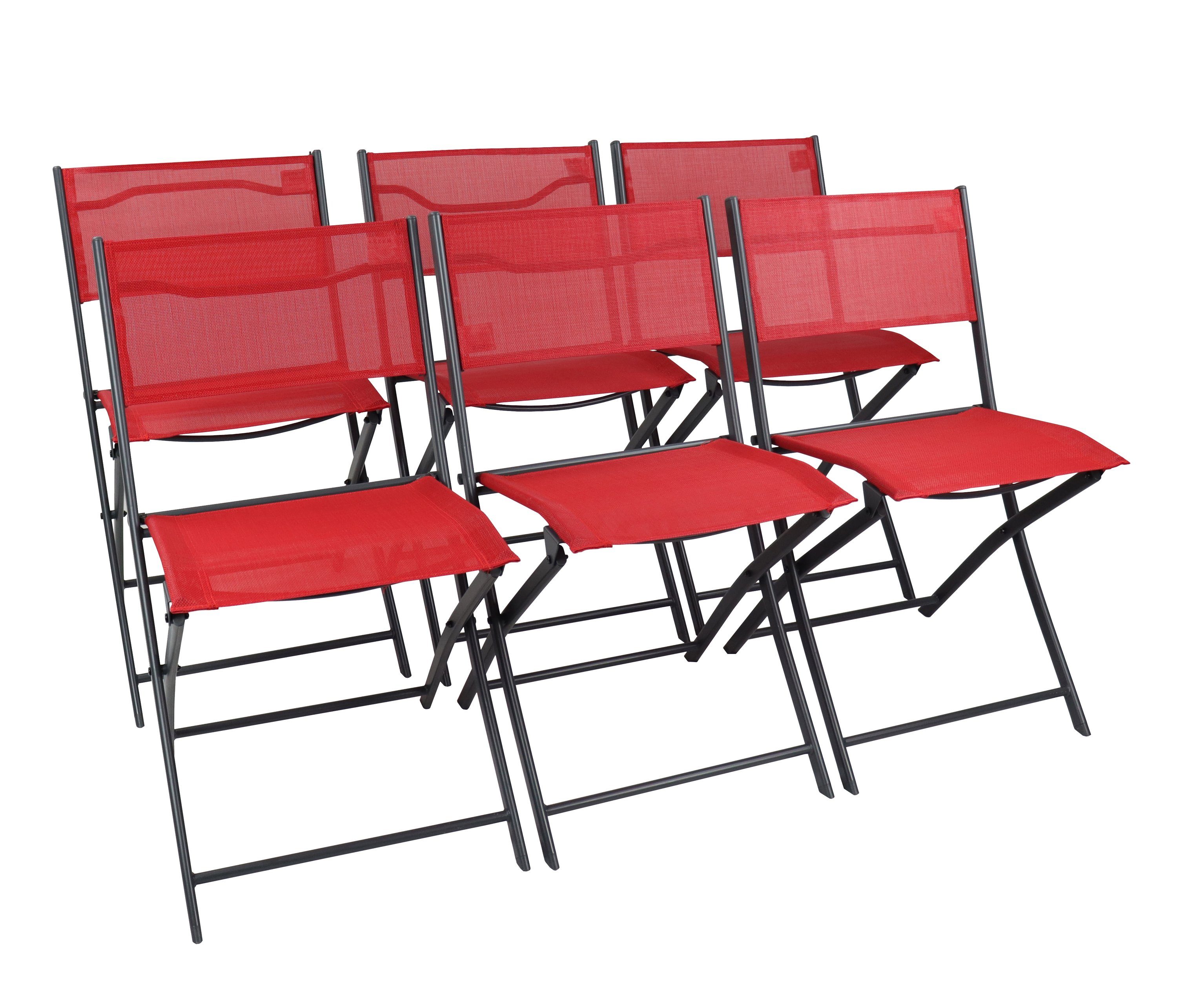 VCM Gartenstuhl 6er Set Balkonstuhl Sumila H. 79 x B. 45 x T. 46cm (6 St), Klappstuhl Metall mit Textilene, klappbar, platzsparend, Campingstuhl