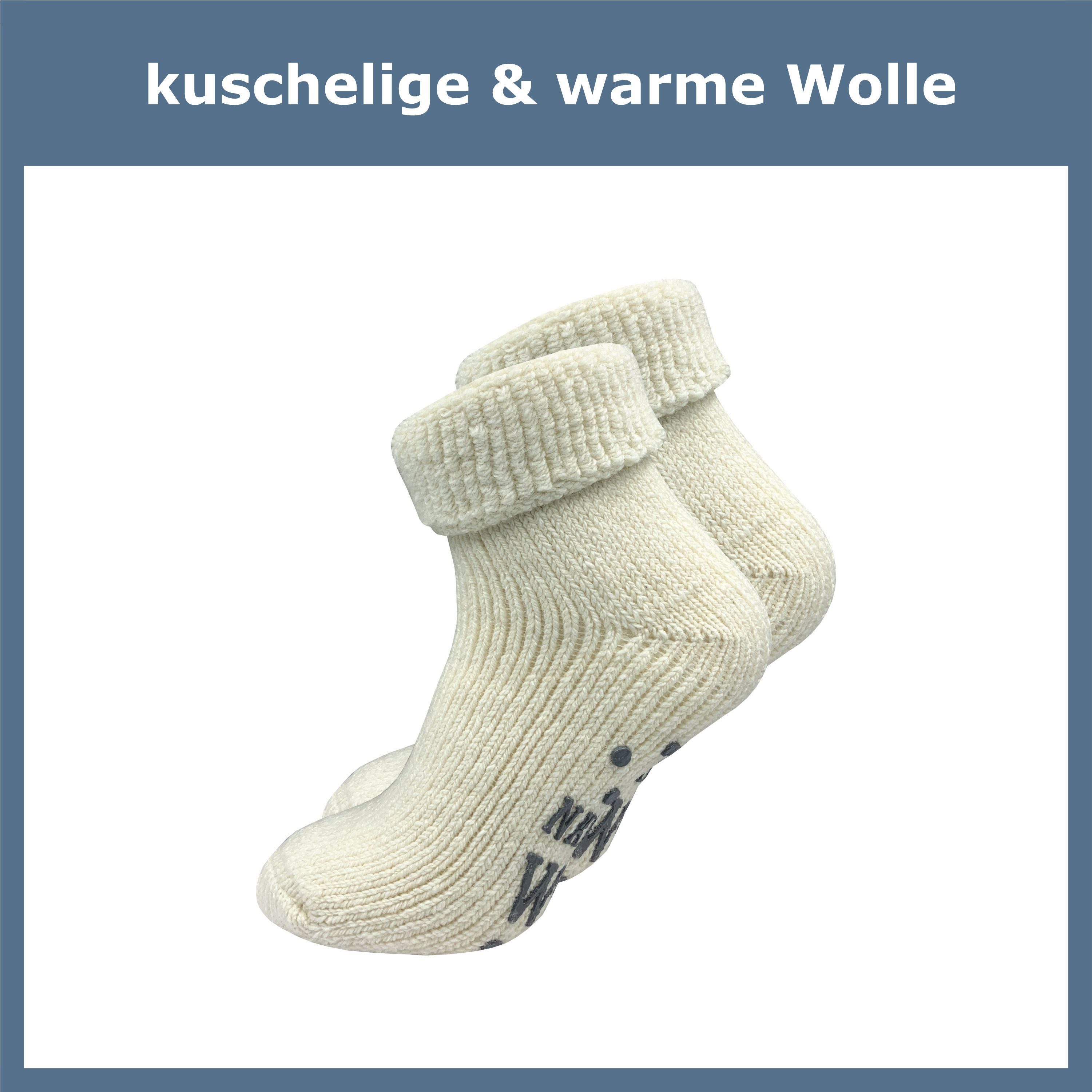 GAWILO ABS-Socken für Damen - Rutschfeste Haussocken mit Noppen - Dicke, warme Wolle (1 Paar) Warme Kuschelsocken aus Wolle helfen gegen kalte Füße - Stoppersocken