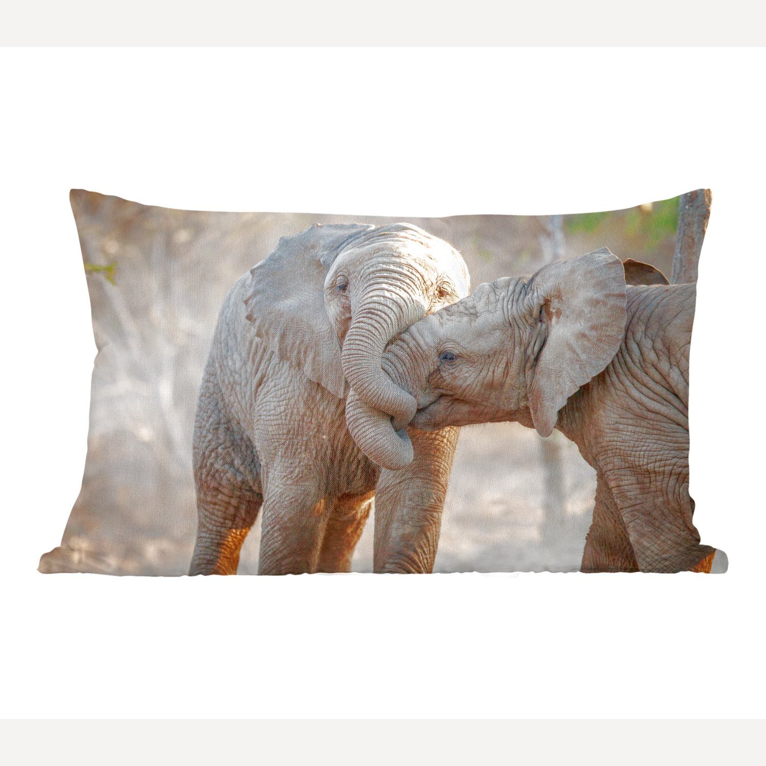 MuchoWow Dekokissen Elefanten - Kuscheltier - Afrika, Wohzimmer Dekoration, Zierkissen, Dekokissen mit Füllung, Schlafzimmer