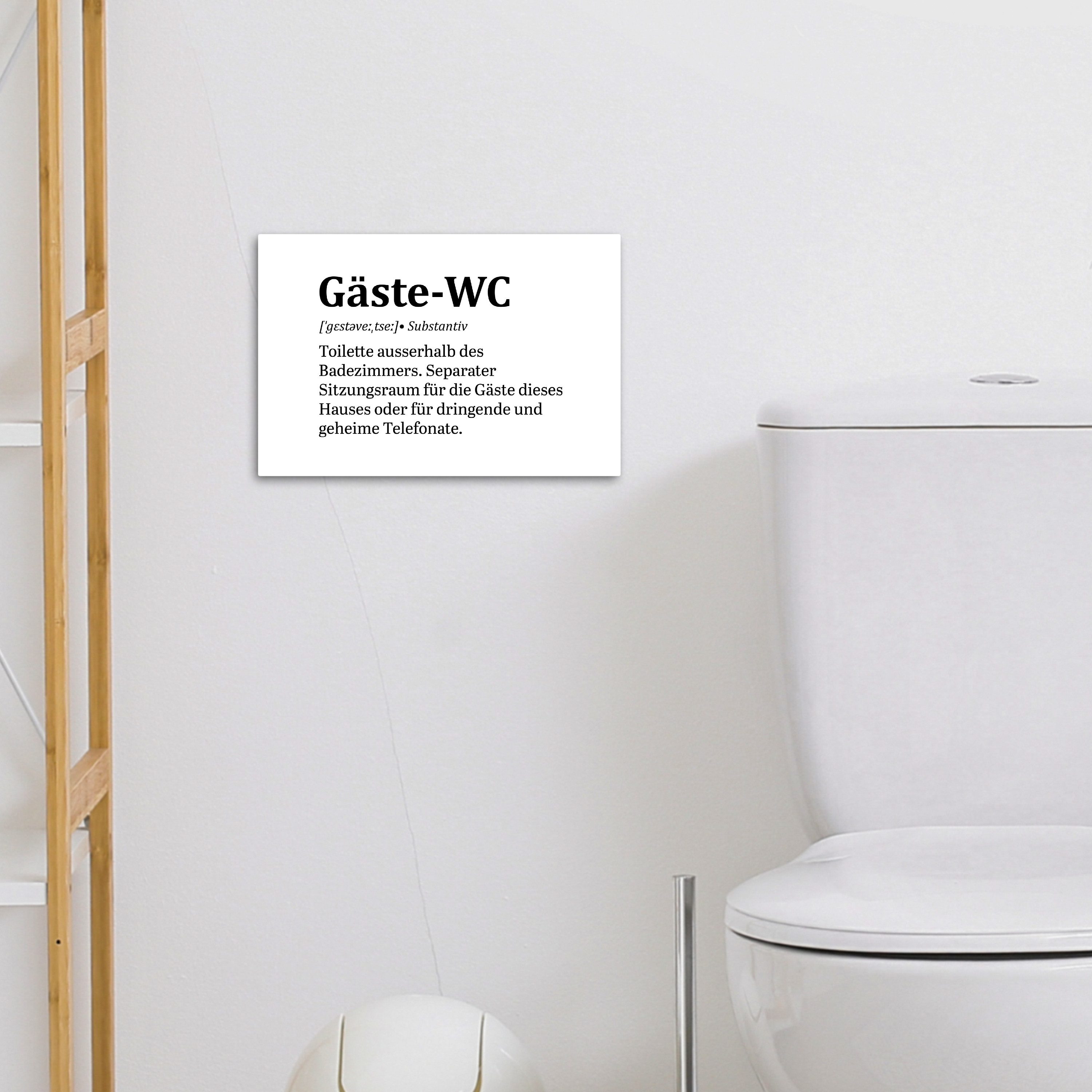 OneMillionCanvasses® Leinwandbild Zitat - Definition - Gäste-wc - Weiß, Fotodruck (1 St), Bilder für Badezimmer, Bad und Toiletten Deko, Bild WC 30x20 cm – Bild 4 von 5