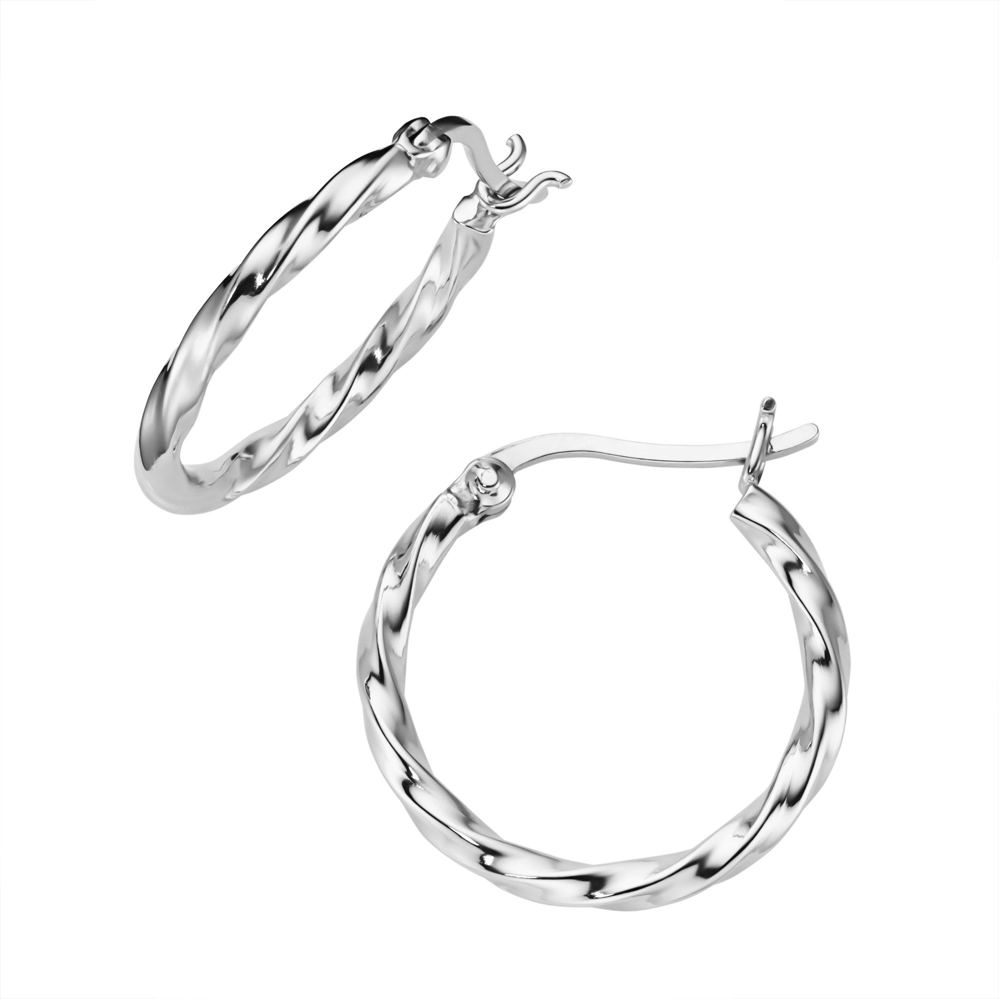 Paar Creolen Schmuck Geschenk Silber 925 Ohrschmuck Ohrringe gekordelt strukturiert
