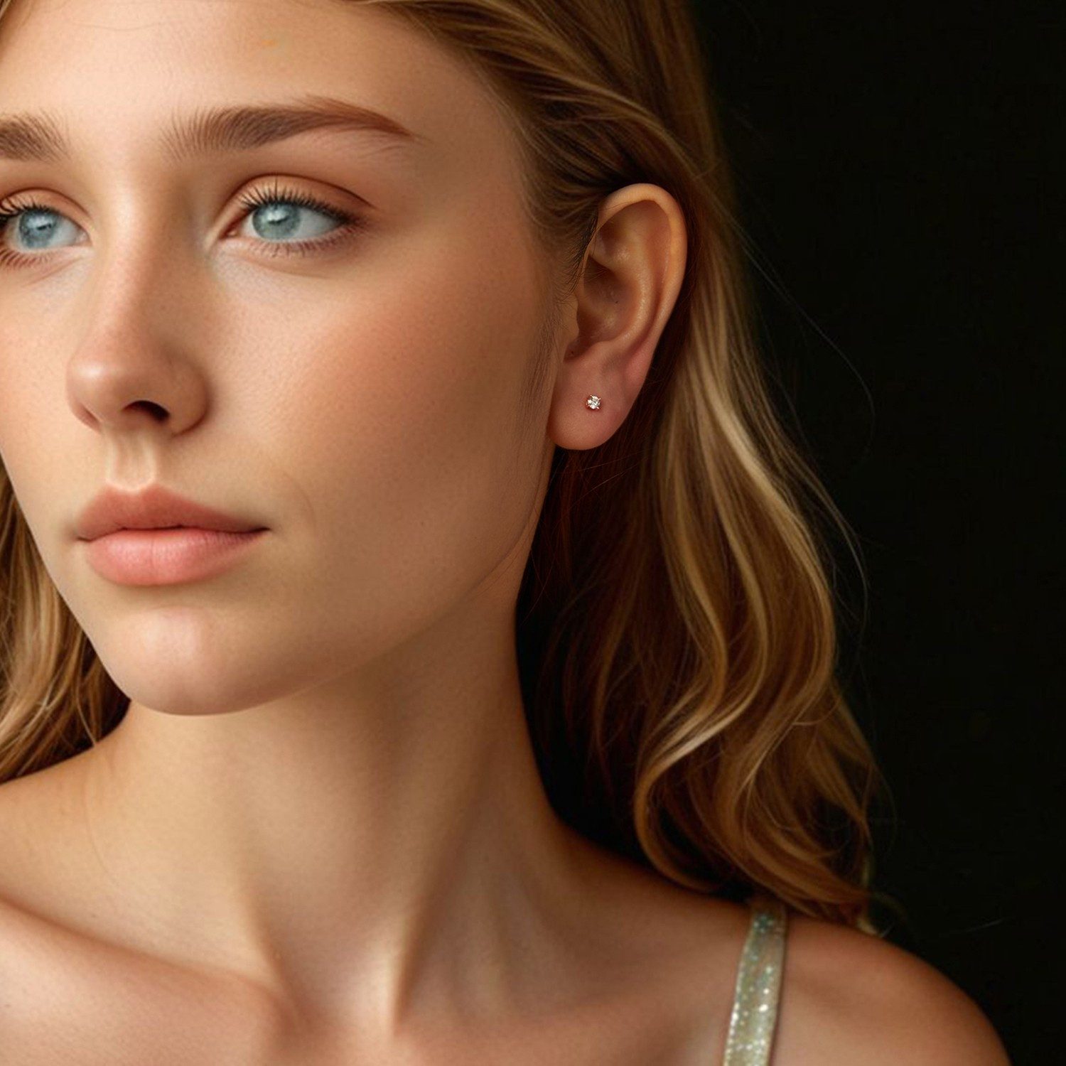 Runde Perlé Paar Ohrstecker Moissanite Ohrstecker 3 mm 0,1 Ct, GRA Zertifik günstig online kaufen