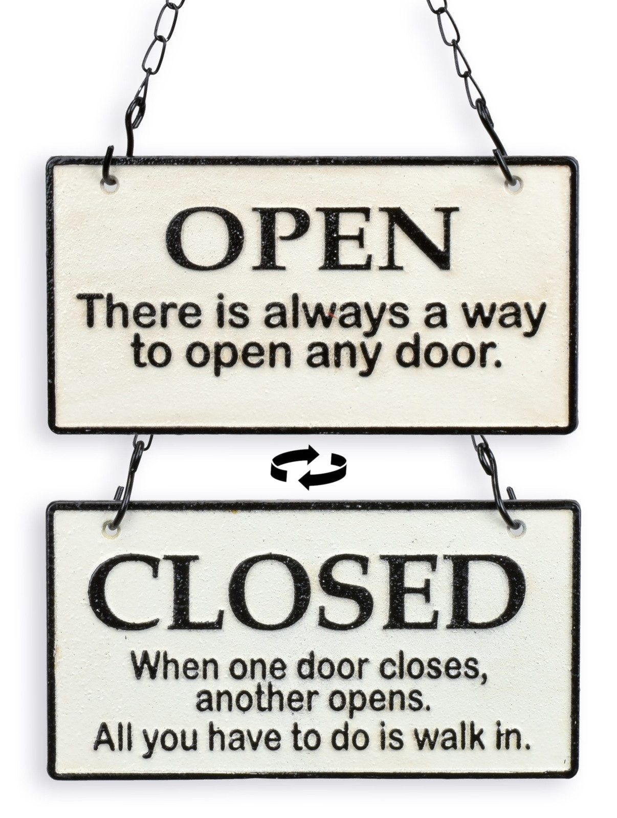 Aubaho Dekoobjekt Doppelseitiges Schild aus Gusseisen "open" und "closed" Replikat Retro