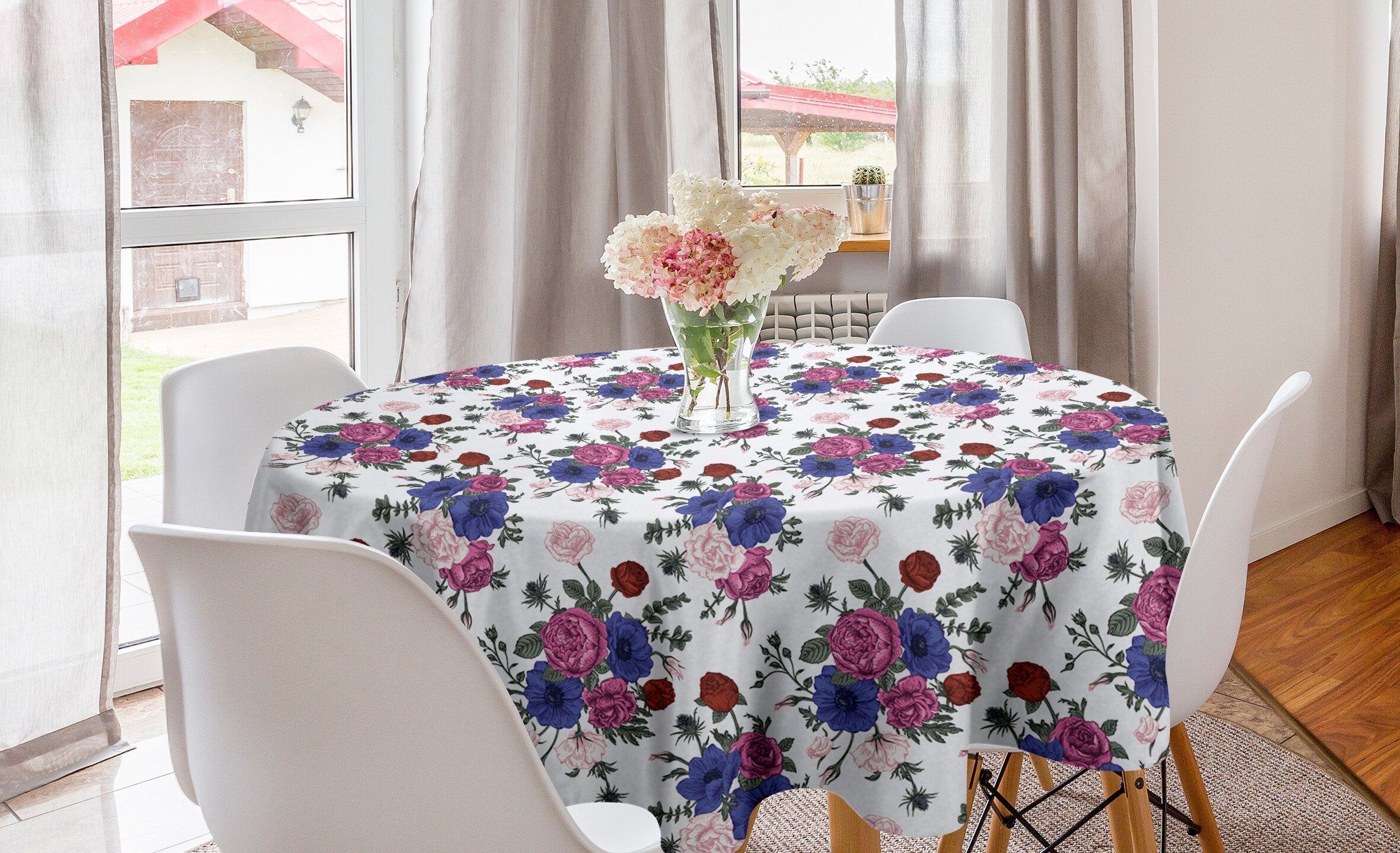 Tischdecke Dekoration, Abakuhaus Abdeckung Corsage Windröschen für Bunte Kreis Esszimmer Küche Tischdecke