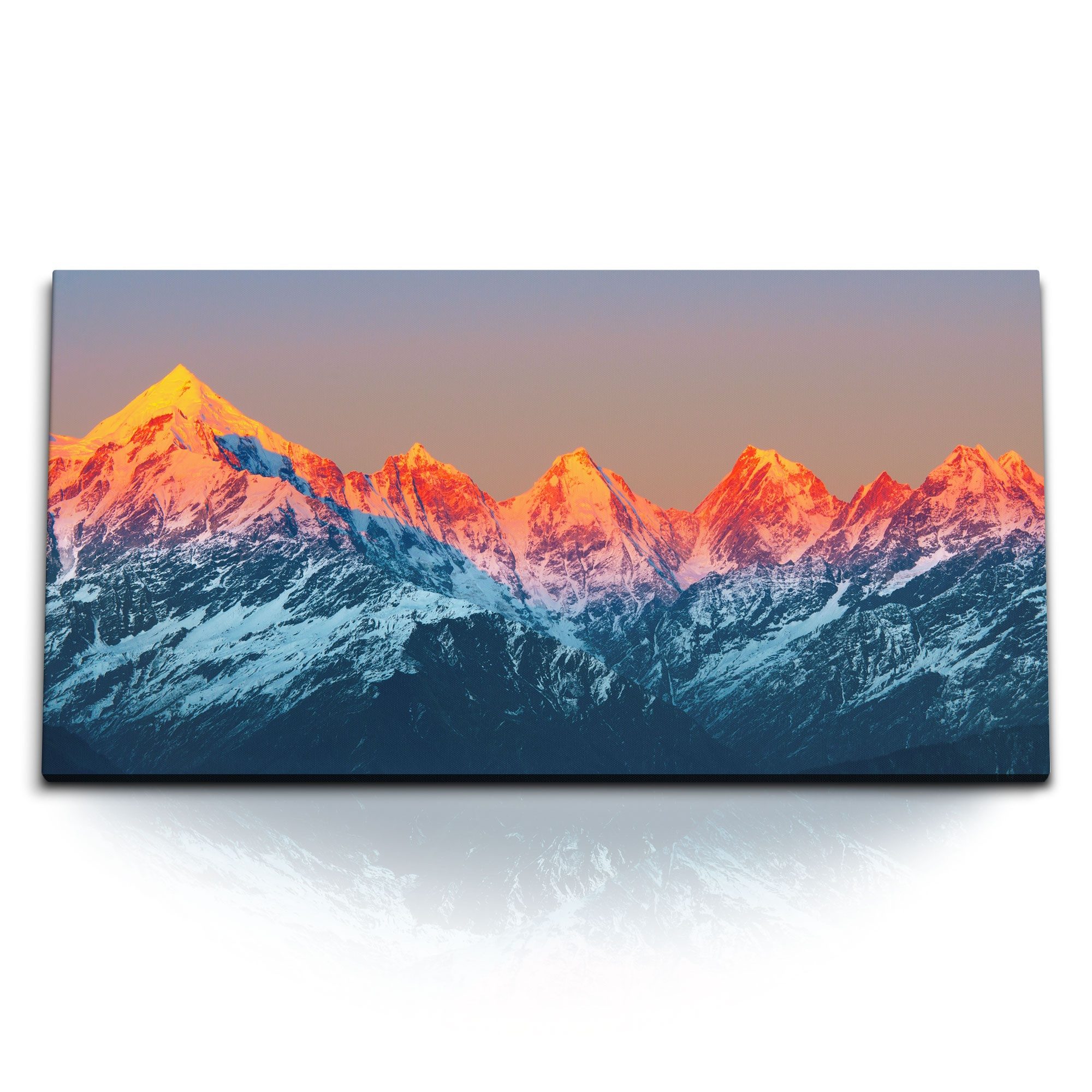 Sinus Art Leinwandbild Kunstdruck Bilder 120x60cm Himalaya Indien Berge Gebirge Sonnenunterga, (1 St)