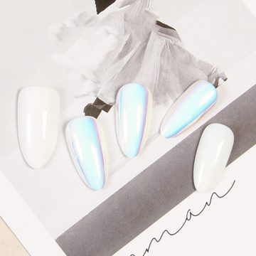 HYTIREBY Nagellack-Set Künstliche Nägel, inklusive Nagelkleber, Minifeile,Weiß, 24-tlg., High-End-Maniküre-Set, Premium-Kunstnägel