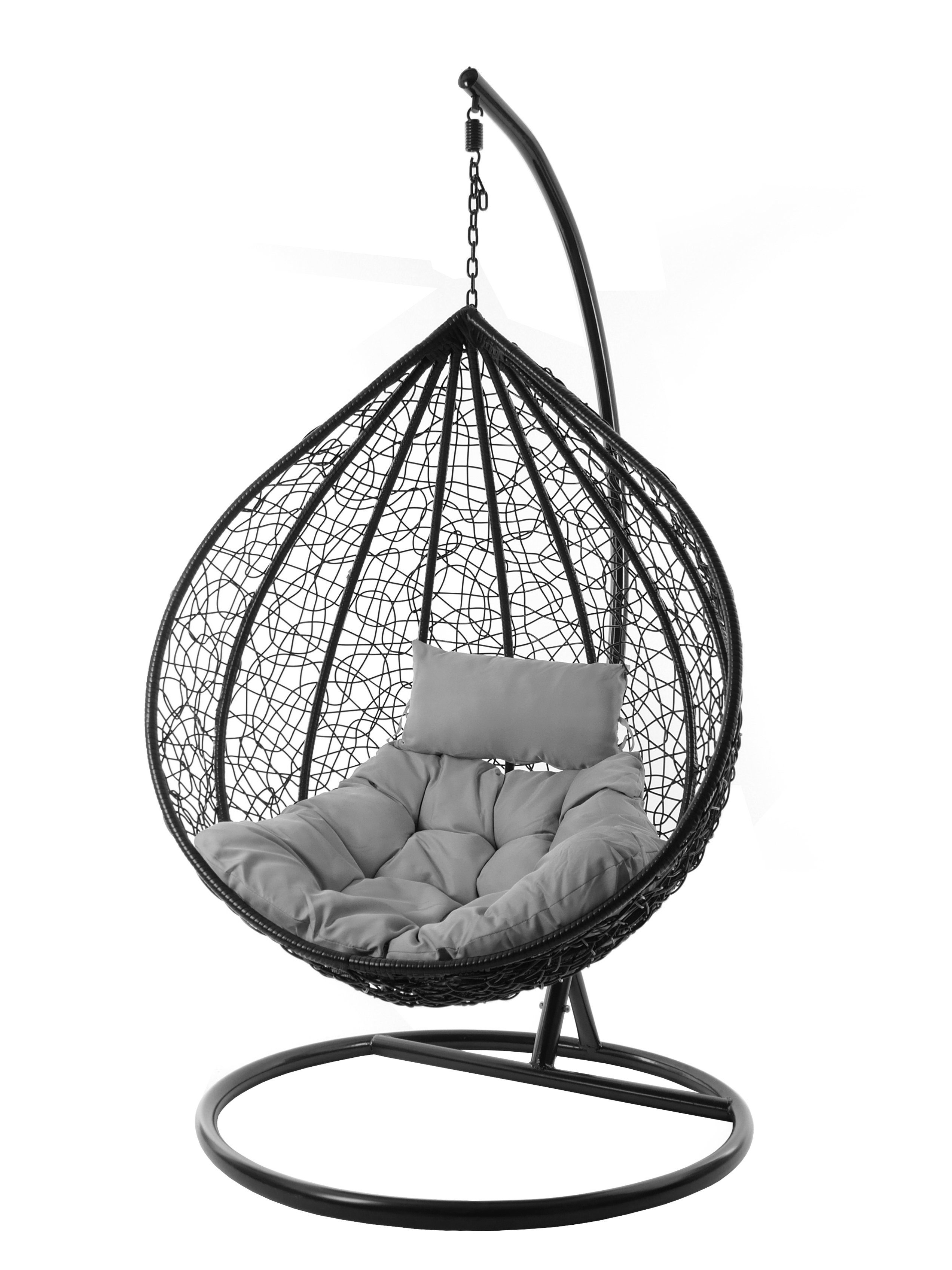 KIDEO Hängesessel Hängesessel Swing schwarz, Chair, und cloud) MANACOR (8008 edles grau schwarz, moderner Kissen inklusive Schwebesessel Gestell