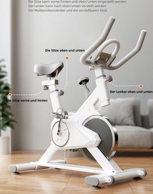 WISHDOR Heimtrainer Fahrradtrainer Heimtrainer Fitnessfahrrad Fitness Fahrrad Trainer (Radfahren Training 110CM X45CM X 85CM bis 110kg, mit tiefem Einstieg und Comfort-Sattel, mit Handy/Tablet-Halterung, Rutschfeste Pedale mit Käfig, mit Transport-Räder & Bodenstabilisatoren, verstellbarer Lenker und Sattel, für Zuhause und Fitnessstudio), leise einstellbarer Widerstand Widerstandssystem und Sitzverstellung