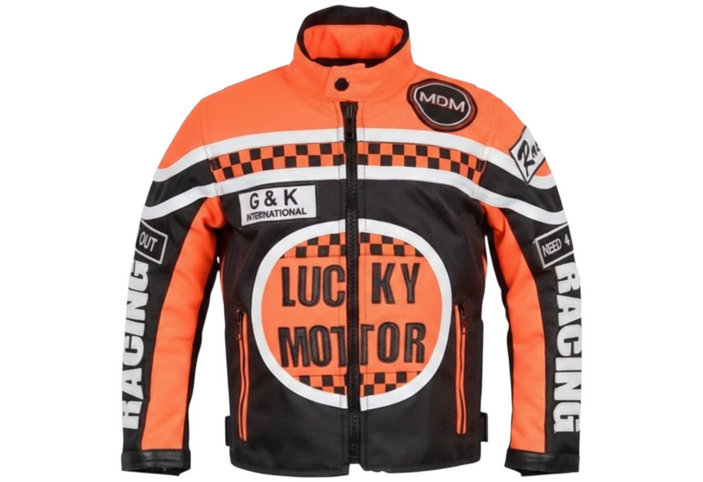 MDM Motorradjacke Kinder Motorradjacke Racing Stil mit Protektoren (Kinder Motorradjacke im Racing Stil mit Protektoren) Kinder Motorradjacke im Racing Stil, 500D Textil