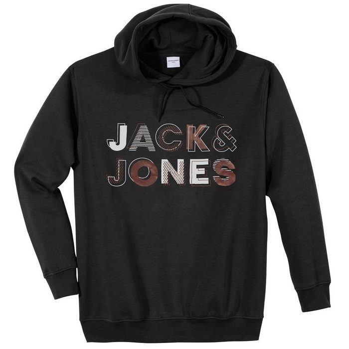 Jack & Jones Kapuzensweatshirt Herren Übergrößen Jack & Jones Hoodie JCOBOOSTER schwarz Logoprint