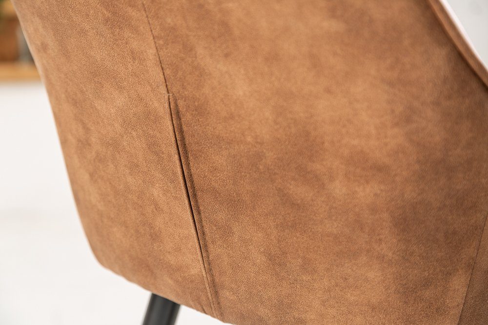 riess-ambiente Barhocker TURIN vintage braun/schwarz – Microfaser, mit Armlehne, Ziersteppung, komfortable Polsterung mit Fußablage – ideal für Bar oder Küchent – Bild 5 von 5
