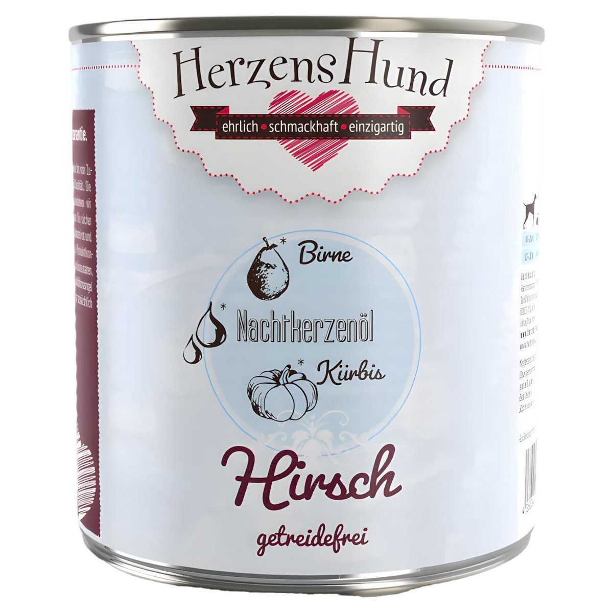 Herzenshund Hirsch mit Kürbis getreidefrei 800 g - 6 Stück, für: Hund