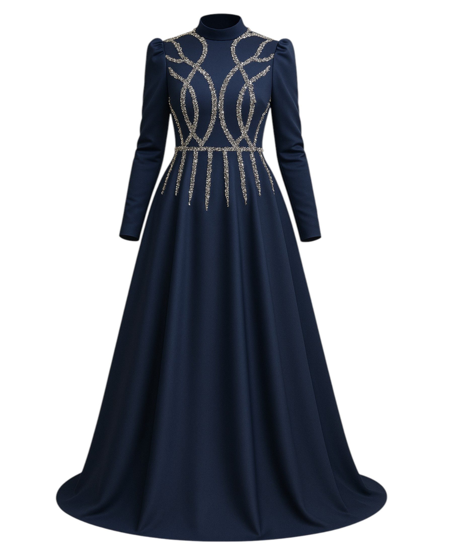 fashionshowcase Satinkleid Maxikleid in Satinoptik mit Schmucksteinbesatz - günstig online kaufen