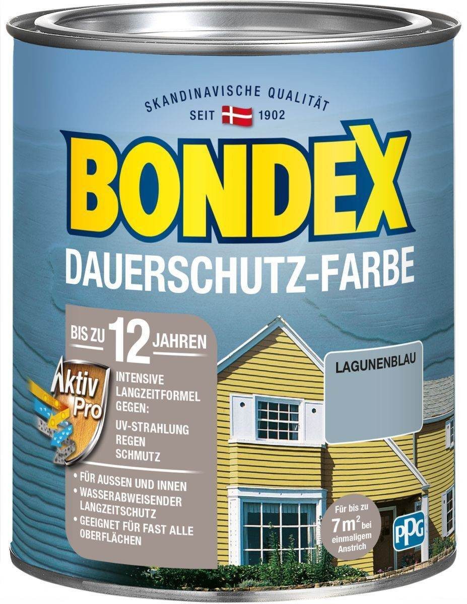 Bondex Wetterschutzfarbe BONDEX Dauerschutz Farbe 0,75L, Holzfarbe, Hochdeckend, Lagunenblau