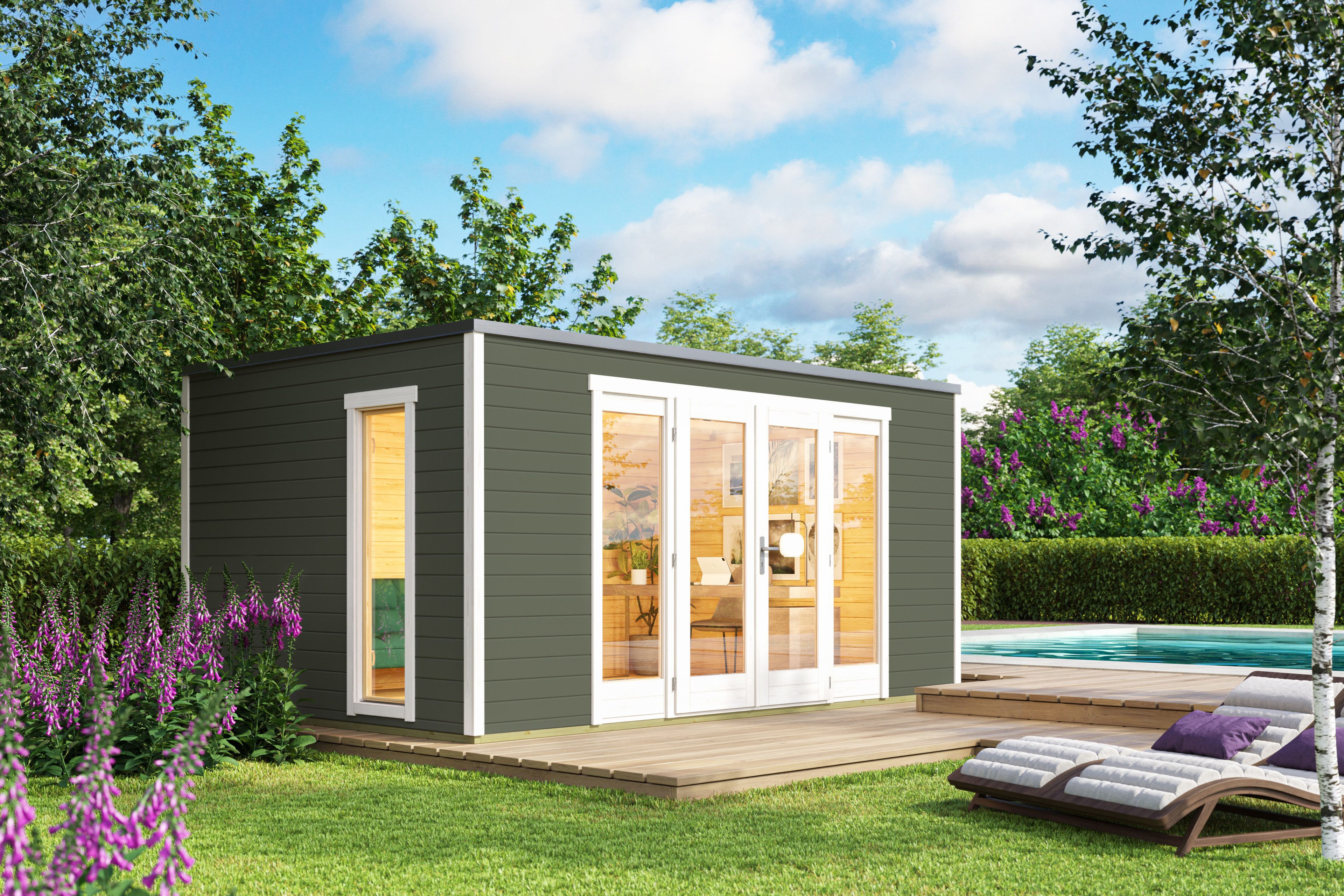 Nordic Holz Gartenhaus Palermo 2, BxT: 450x302,5 cm, mit großen Glasflächen