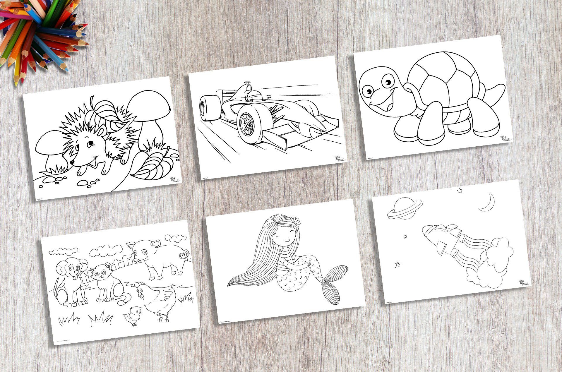 Tischsetmacher Platzset (Platzsets) Tischsets I Platzsets - Malvorlagen für Kinder 'Easy-Painting-Set zum Ausmalen' - 6 Motive à 2 Stück aus hochwertigem Papier 44 x 32 cm