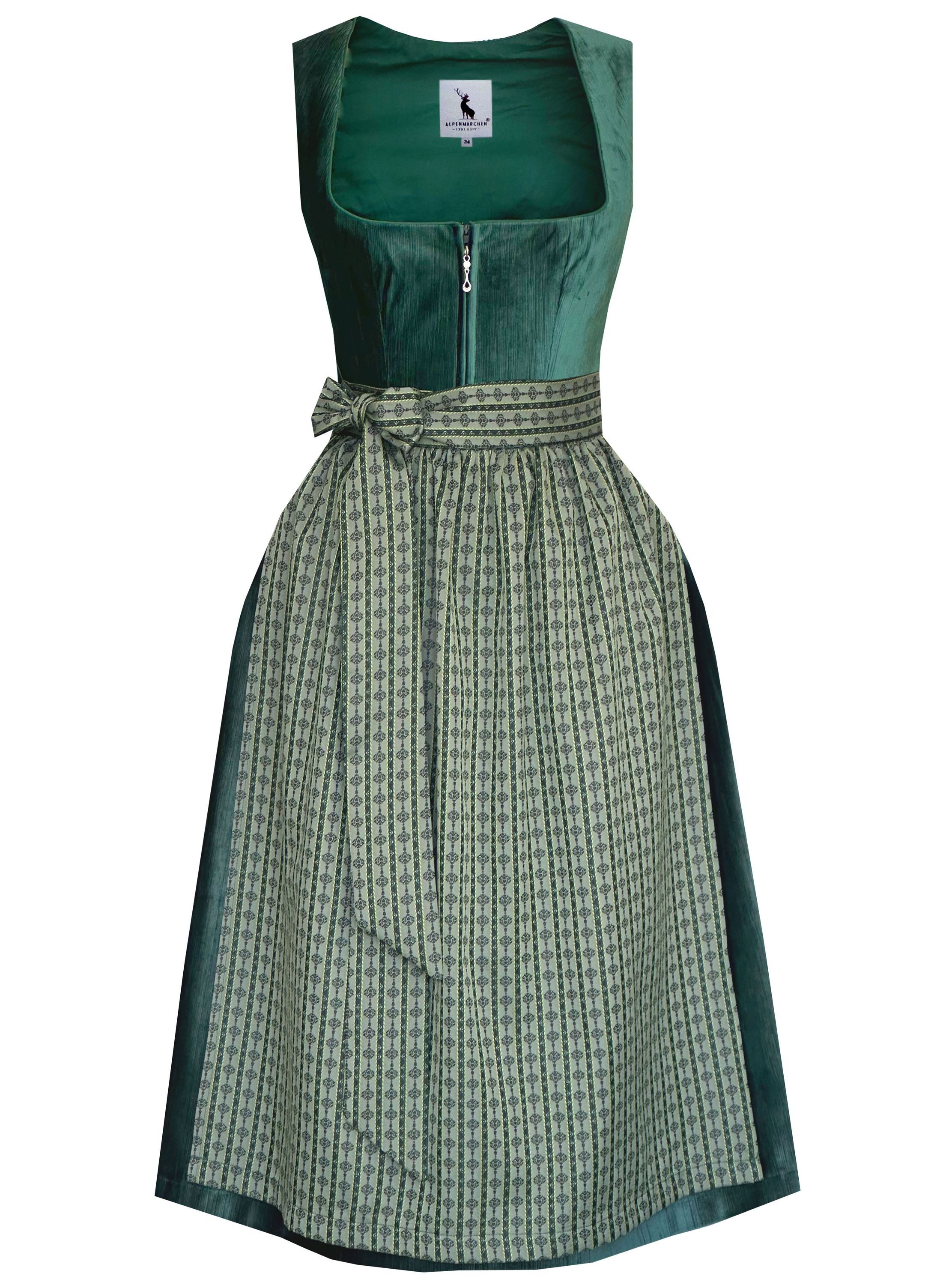 Alpenmärchen Dirndl Midi Dirndl Maelle in grün - ALM1071