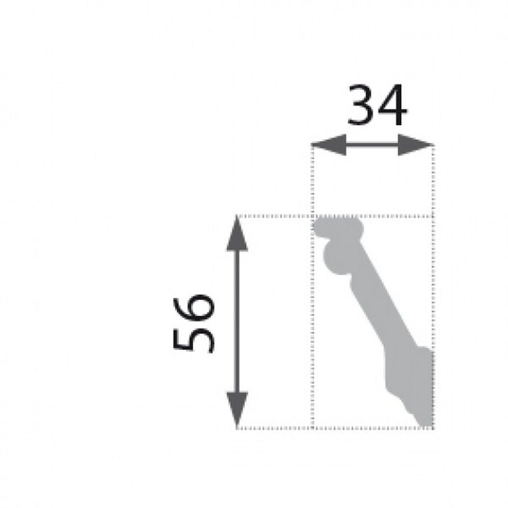 PROVISTON Stuckleiste Polystyrol, 34 x 56 x 2000 mm, Weiß, Deckenleiste, Kleben, Polystyrol, 1-St.