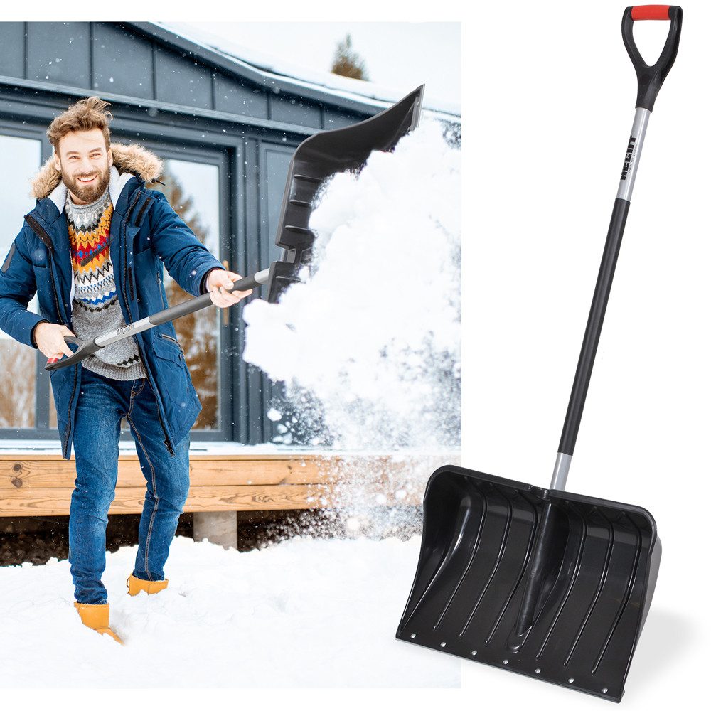 Hecht Schneeschieber Schneeschaufel, 54,00 cm Arbeitsbreite, mit 106,00 cm langem Stiel, Stahlprofilkante - Kunststoff - Hohe Ränder