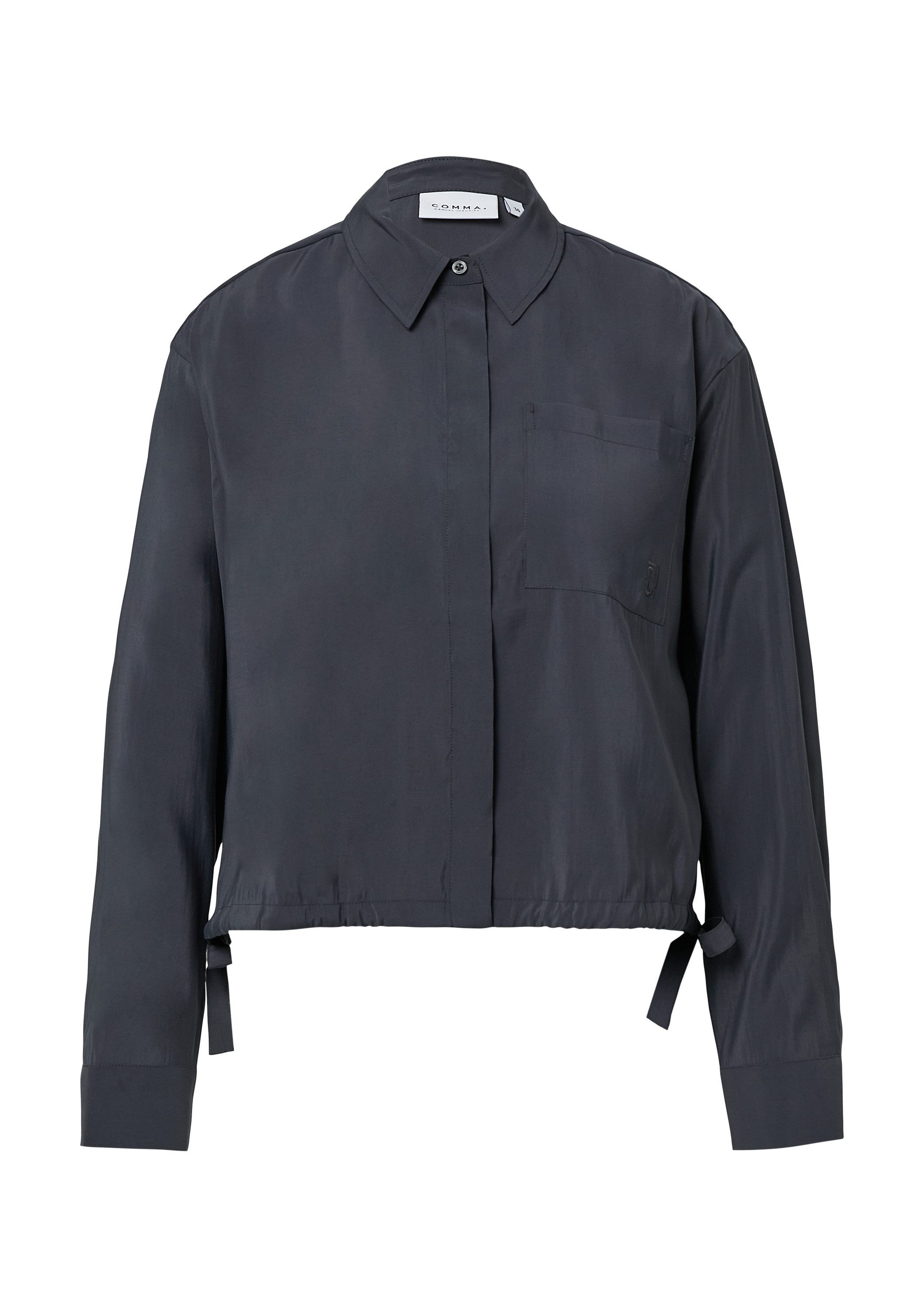 comma Langarmbluse Bluse Verkürzte Bluse mit Bindedetails am Saum günstig online kaufen
