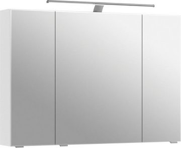 Saphir Spiegelschrank 6005 Sprint Badschrank, 3 Spiegeltüren, 6 Einlegeböden, 98 cm breit inkl. LED-Beleuchtung, Türdämpfer, Schalter-/Steckdosenkombination