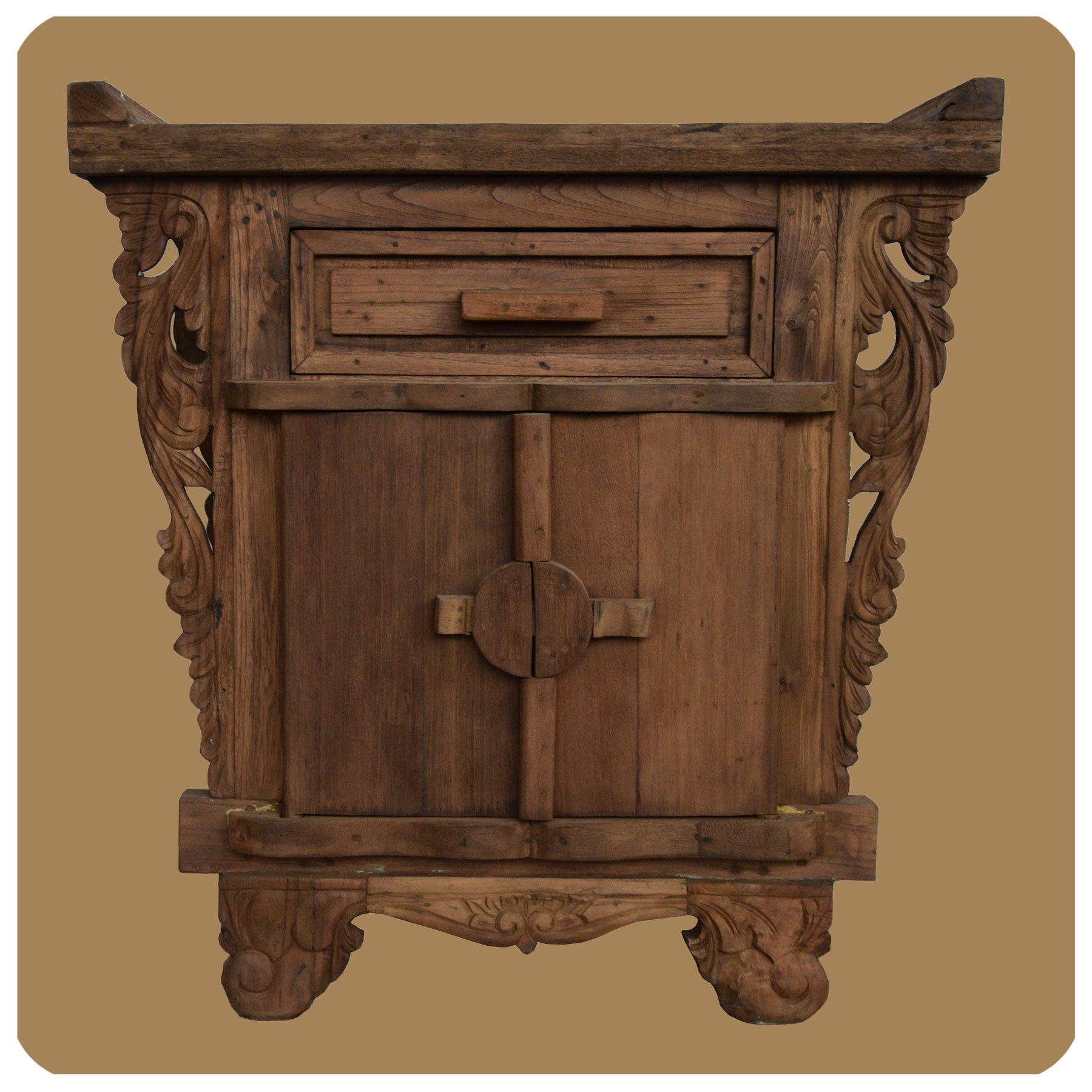 SIMANDRA Kommode Flowers Mod. 3, gefertigt aus Recycling-Altholz, 100% massive Bauweise