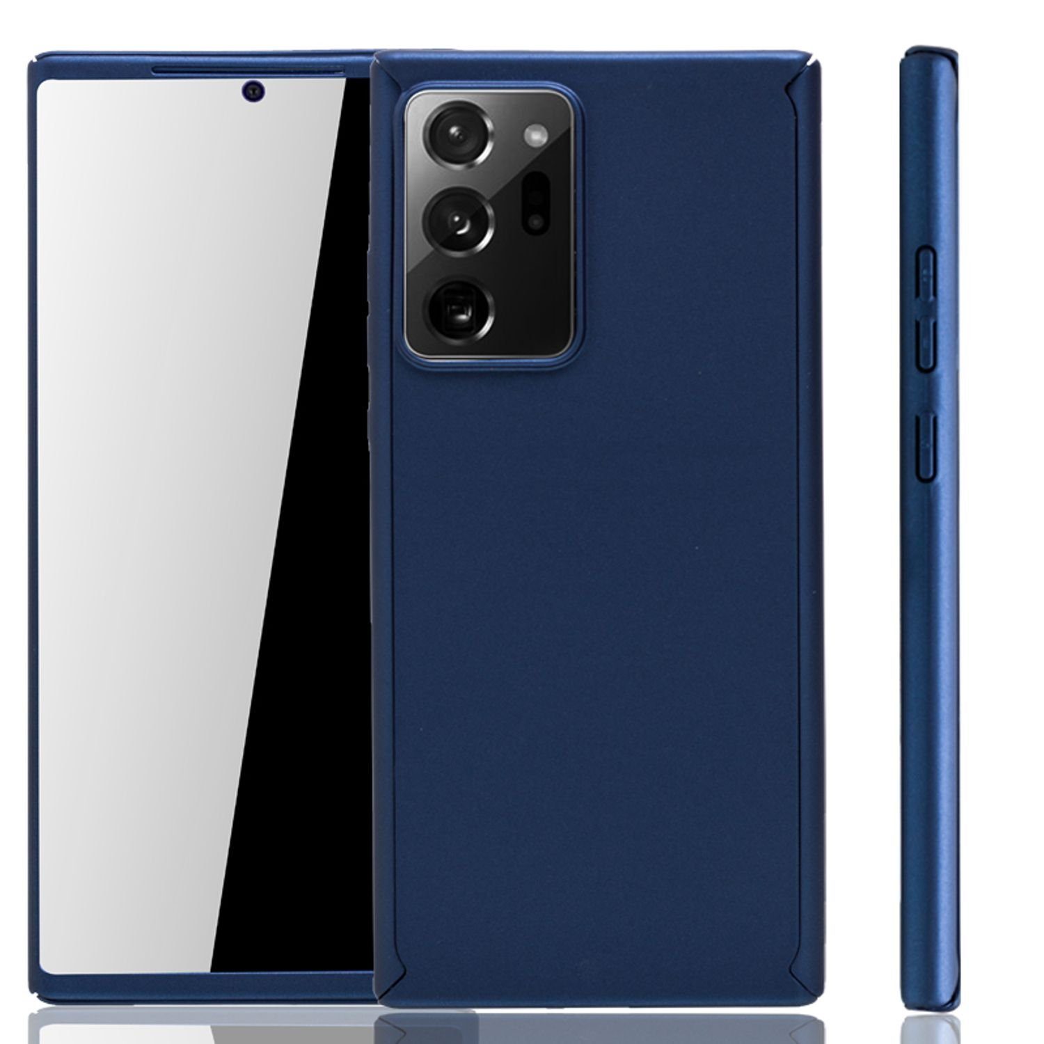 König Design Handyhülle Samsung Galaxy Note 20 Ultra, Samsung Galaxy Note 20 Ultra Handyhülle 360 Grad Cover Displayschutz Full Cover Blau