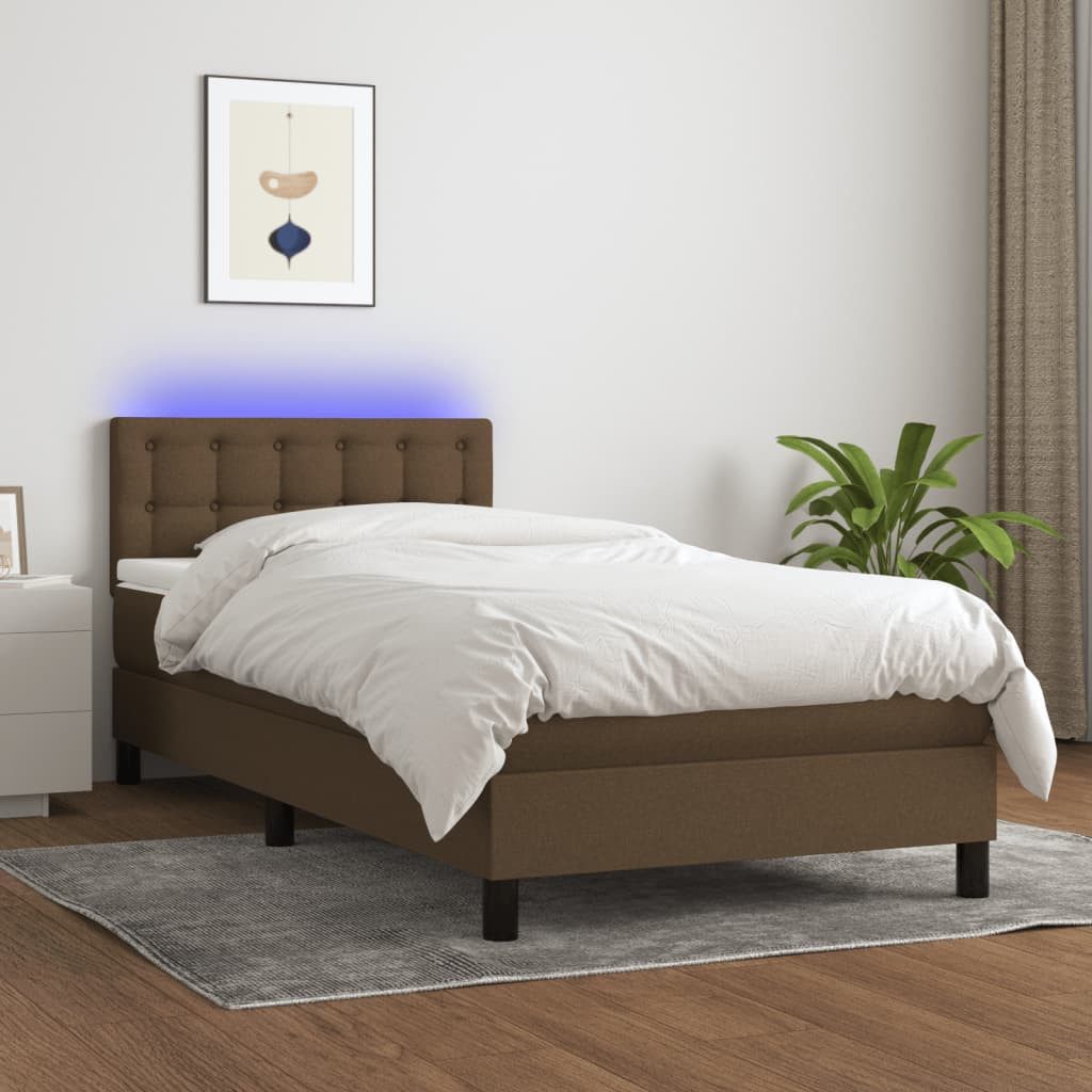 vidaXL Boxspringbett Boxspringbett mit Matratze LED Dunkelbraun 90x200 cm S günstig online kaufen