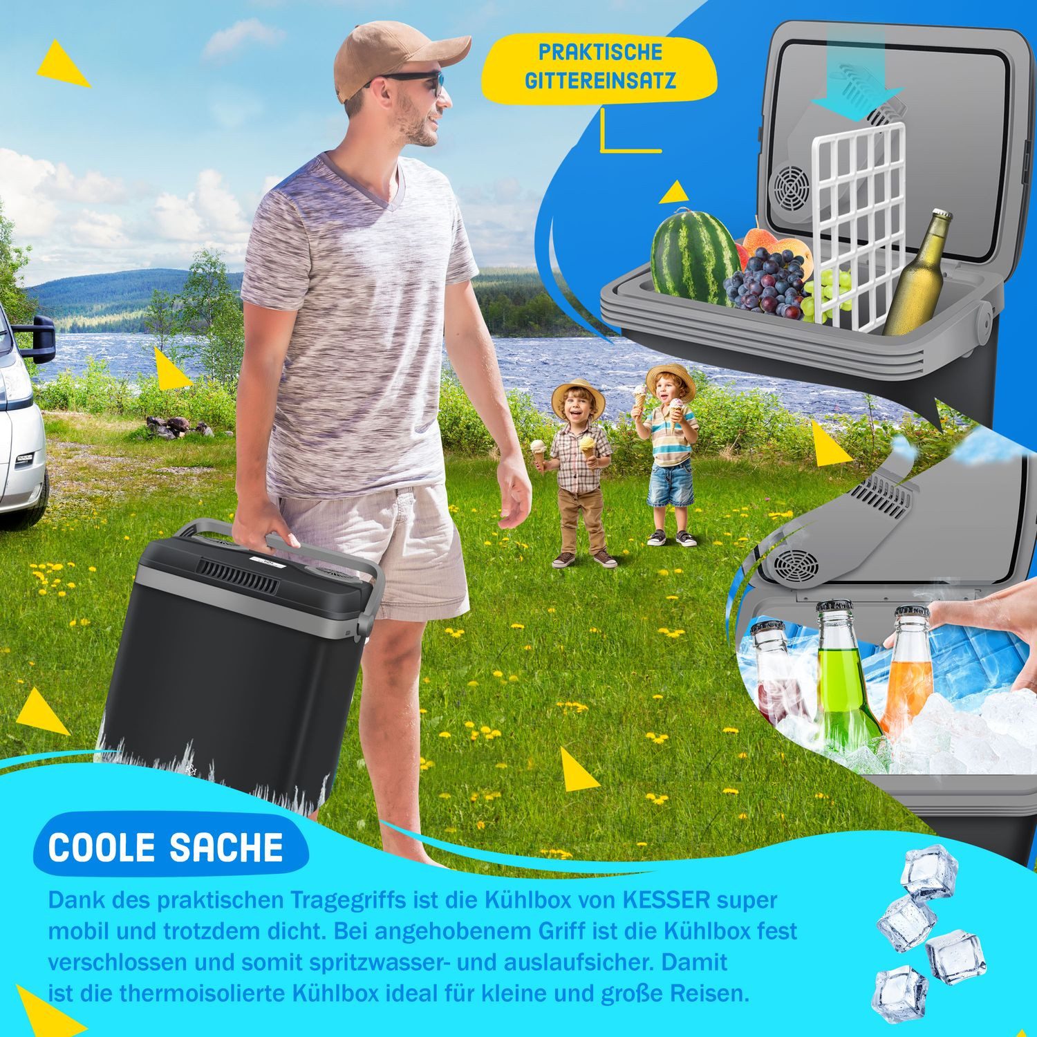 KESSER Kühlbox, 32 l, Thermoelektrische Kühlbox kühlt & wärmt 12V / 230V Mini-Kühlschrank