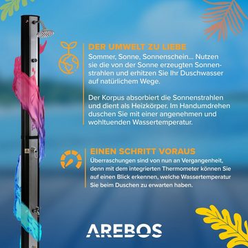 Arebos Solardusche 35L & Bodenelement, mit integriertem Thermometer & Fußdusche (Set)