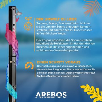 Arebos Solardusche 35 Liter, 216 cm, bis 60°C, inklusive Abdeckhaube (Stück, 1 St., Solardusche), Inkl. Abdeckung