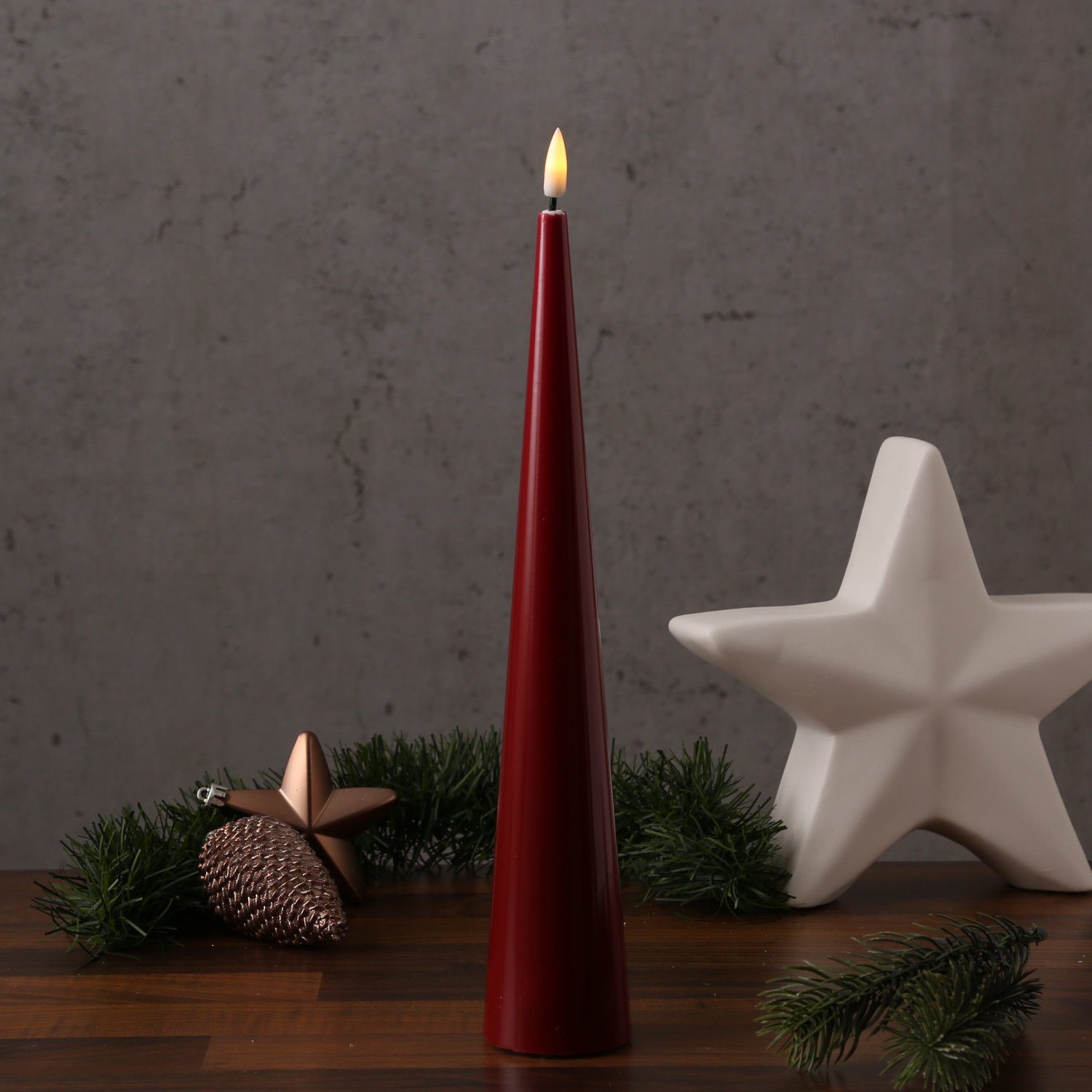 Deluxe Homeart LED-Kerze LED Kegelkerze Lea Deluxe Kegelform flackernd H: 2 günstig online kaufen