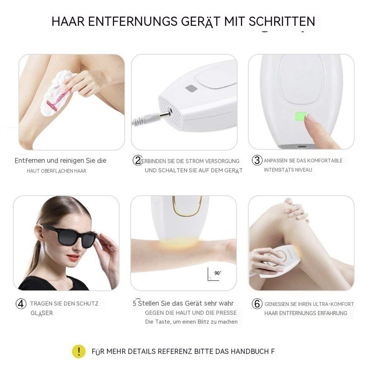carefully selected IPL-Haarentferner Schmerzlose Laser-Haarentfernung, Unisex Weiß Haarentfernungsgerät