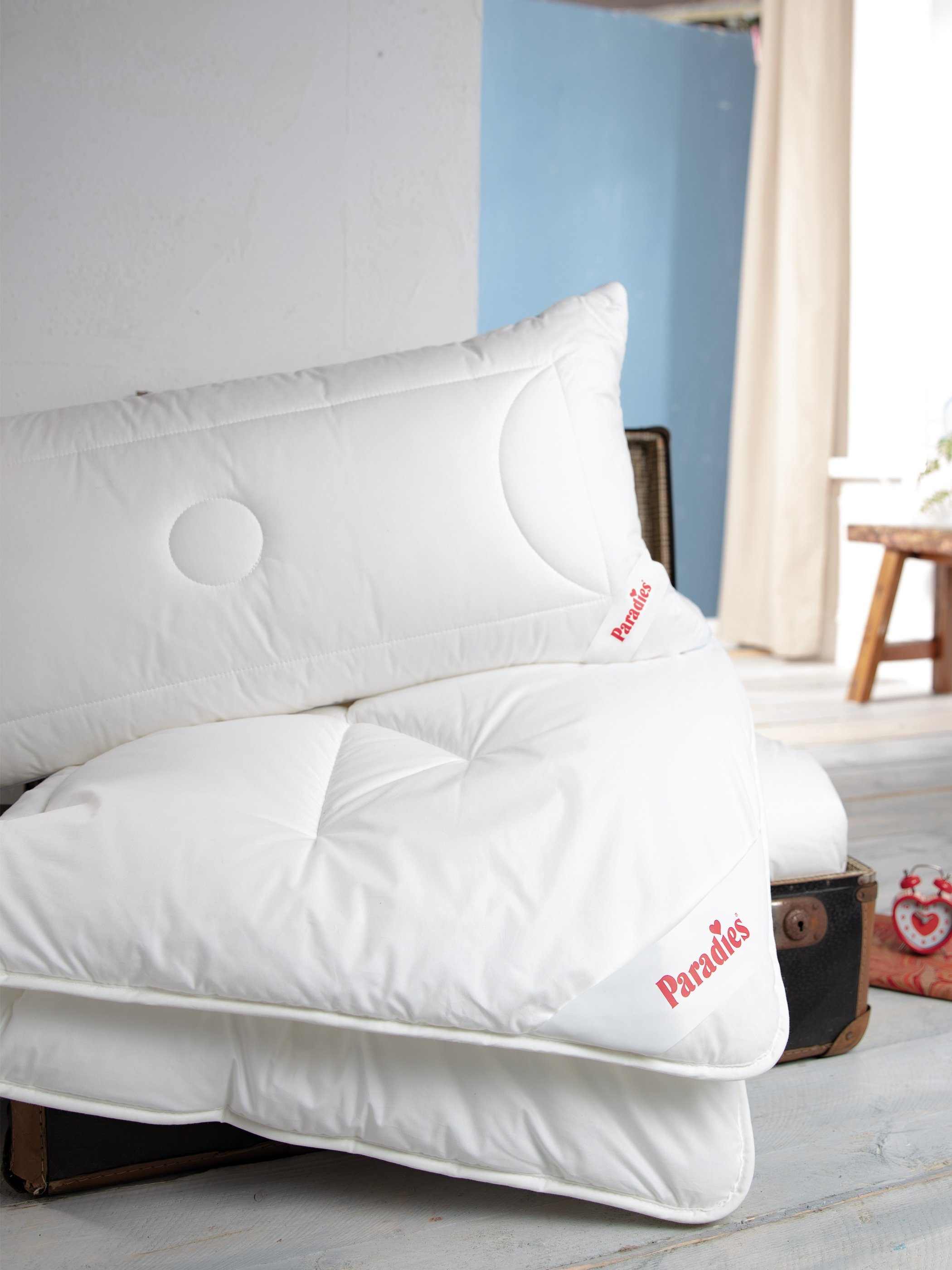 Paradies Kopfkissen Softy Top Duett Plus Bio, Füllung: 100% Polyester, Bezug: 100% Bio-Baumwolle, Seitenschläfer, Rückenschläfer, mit zusätzlicher Außenhülle