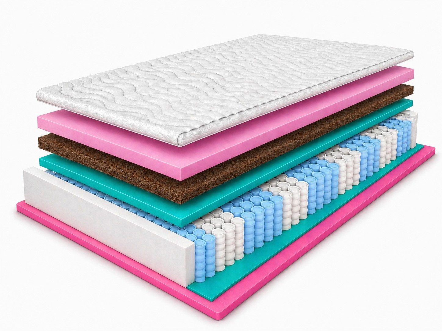 Taschenfederkernmatratze Montana Kokos 90x200, 140x200 cm & weitere Größen, MARPUR, 80 cm hoch, 7 ergonomische Liegezonen, H3 (mittelfest), Wendematratze